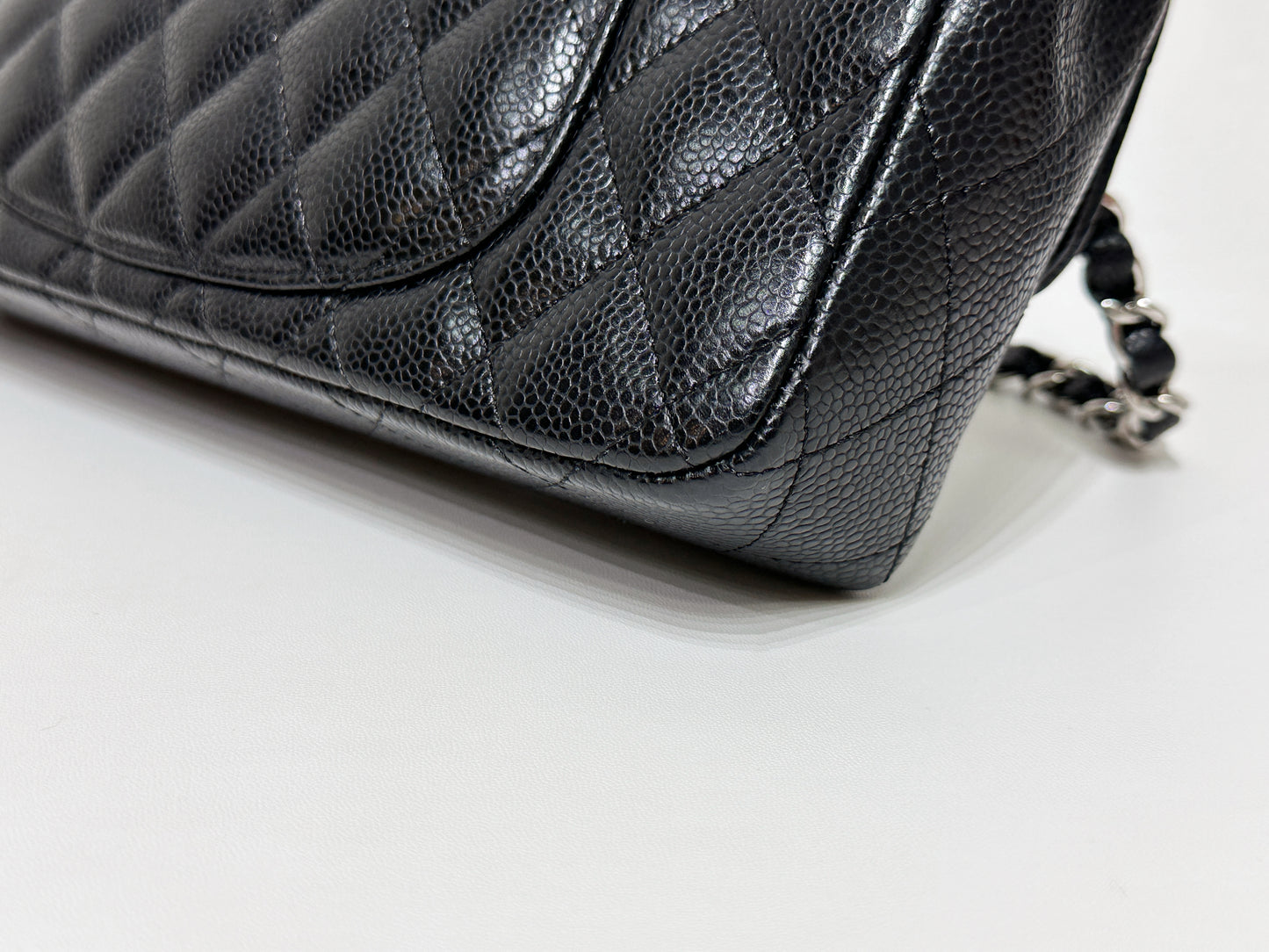 Chanel Caviar East West Flap Bag Black SHW 1172 holo card
