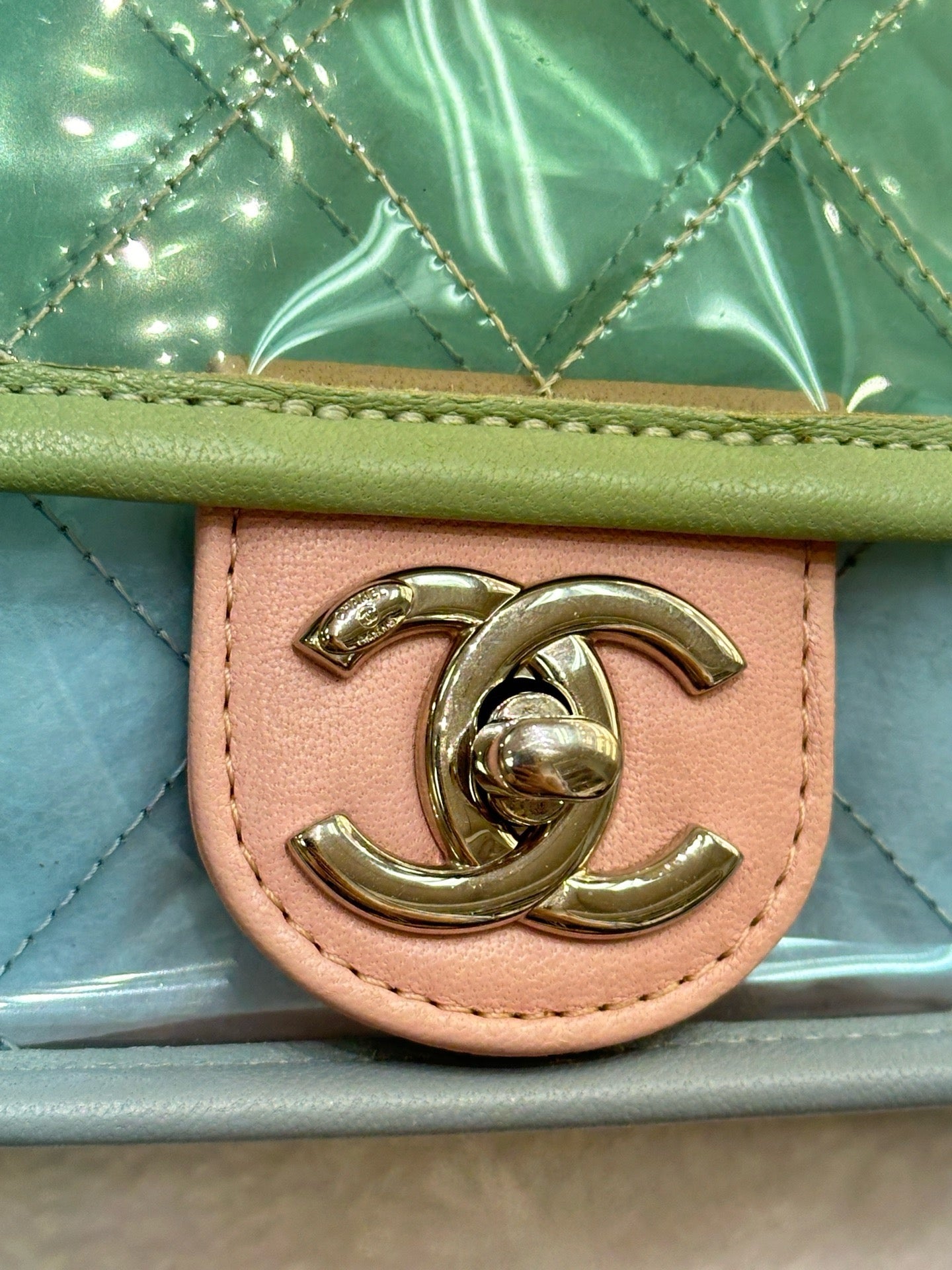 Chanel Mini Coco Splash PVC Flap Bag Blue/Green/Pink Silver Hardware