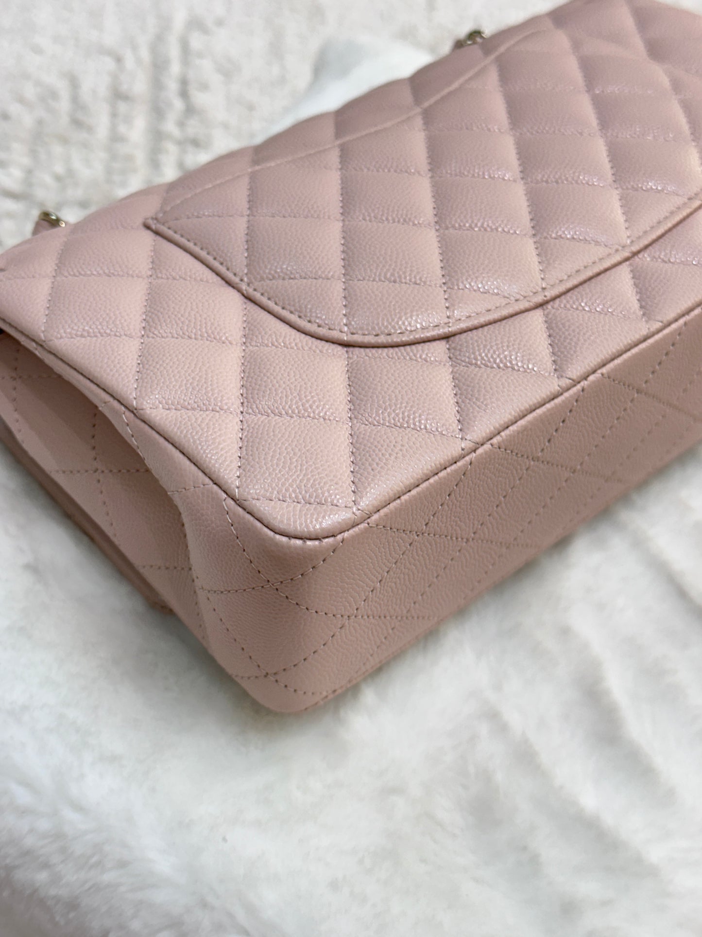 Chanel Medium Caviar Quilted Double Flap Light Pink 21Ｃ