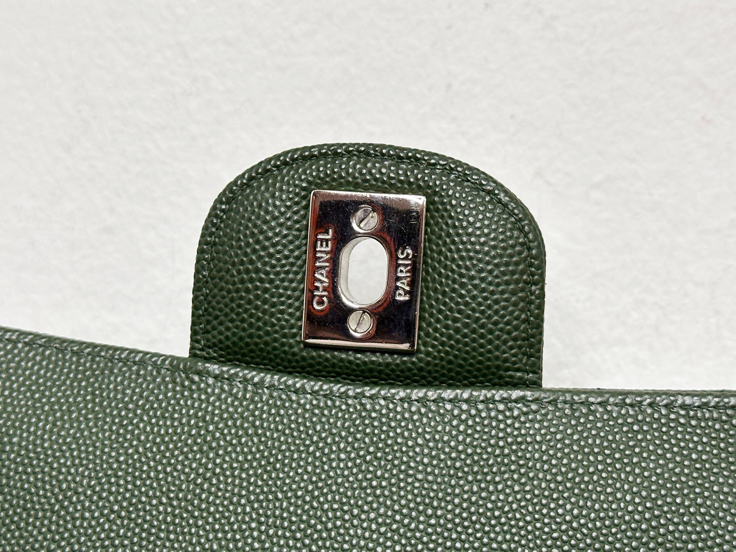 Chanel Medium Classic Quilted Double Flap Bag Green 2517 holo