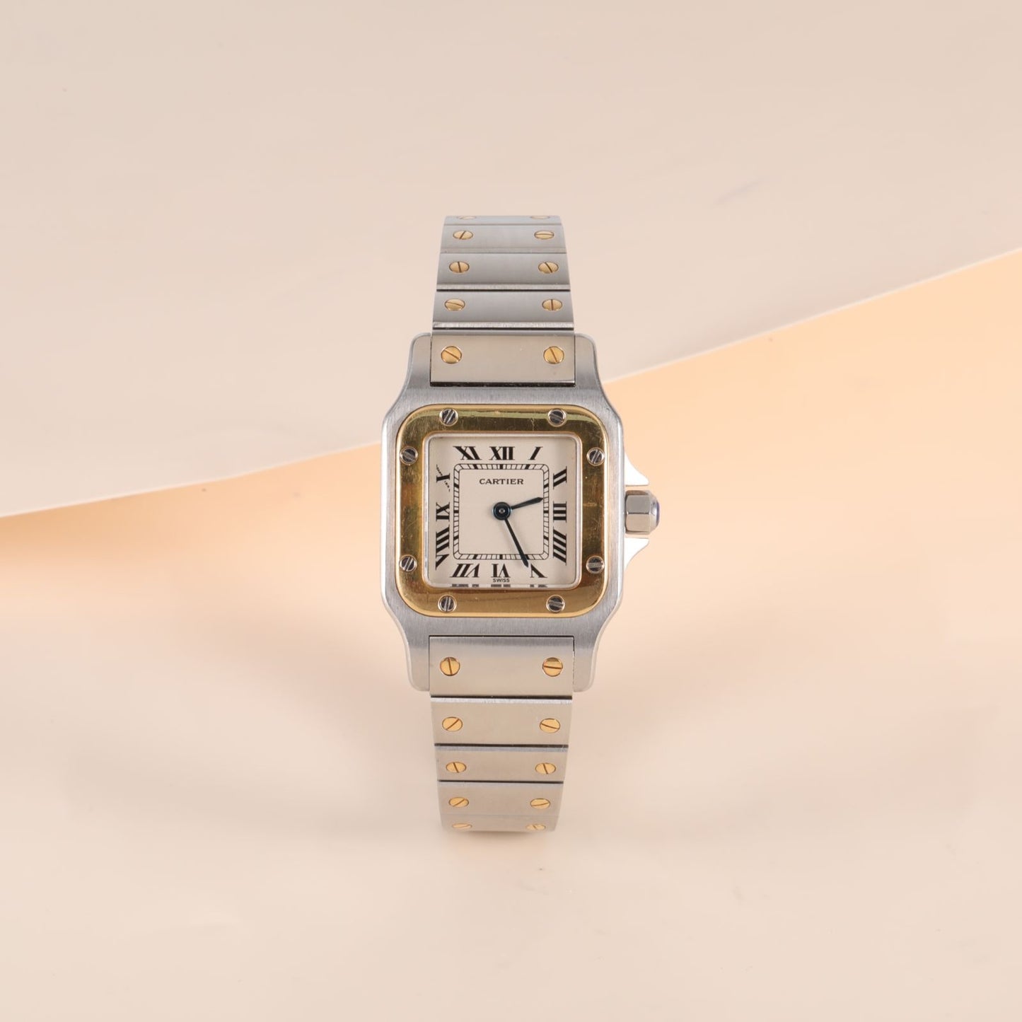 PRE-OWNED CARTIER
SANTOS GALBEE YELLOW GOLD AND STAINLESS STEEL QUARTZ