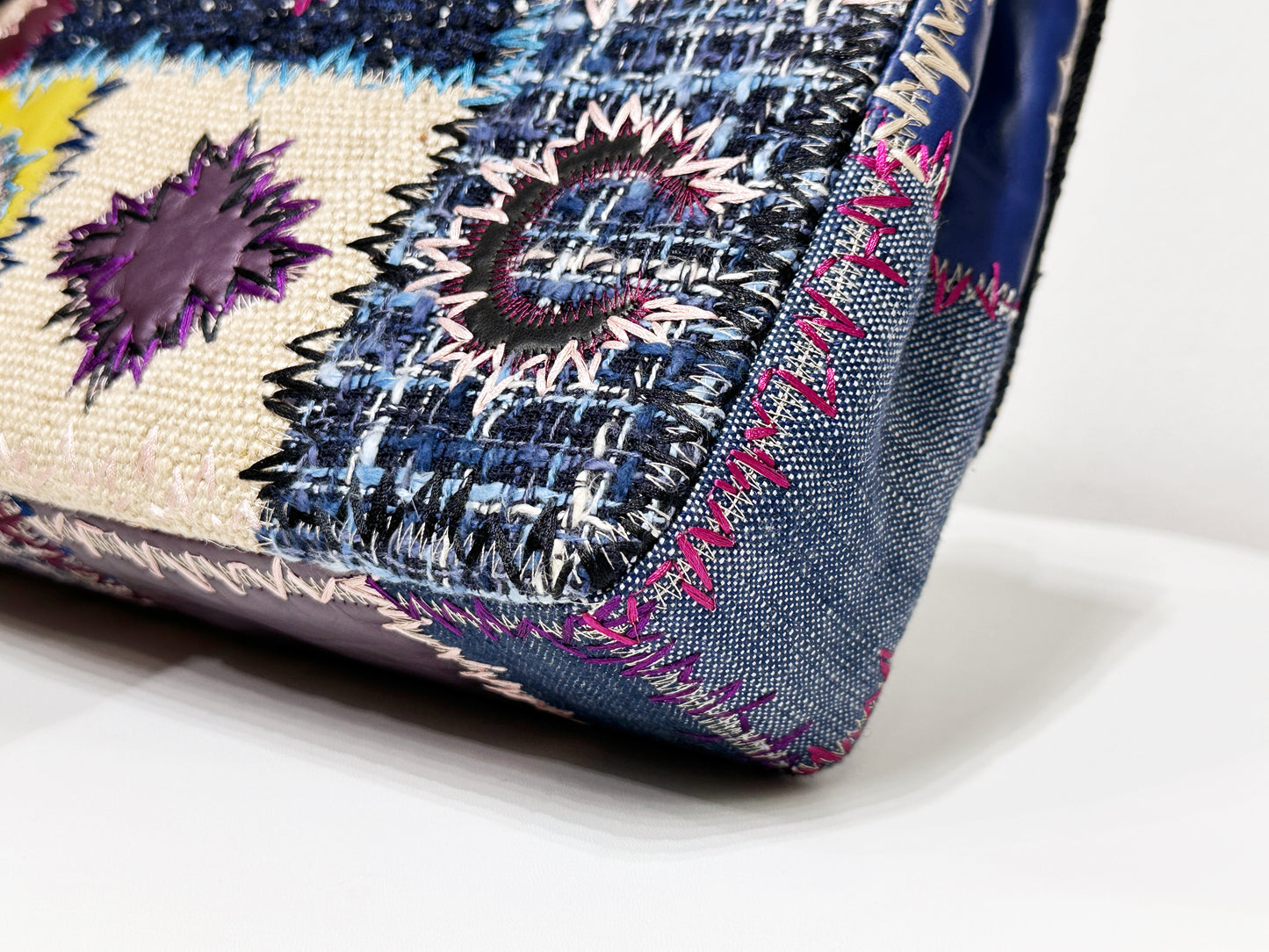 CHANEL TIMELESS PATCHWORK MULTICOLOR JUMBO SINGLE FLAP BAG 1630 holo card