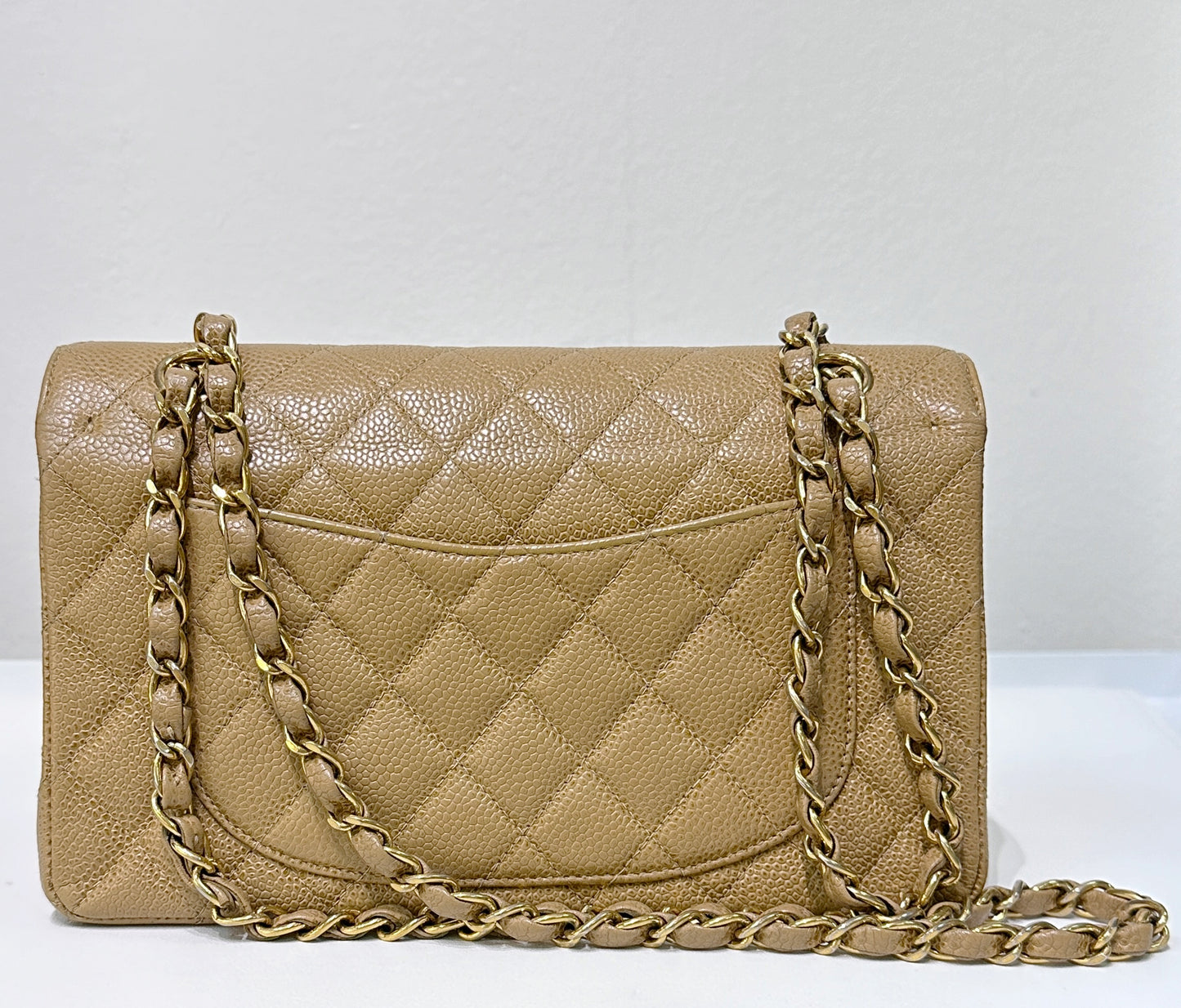 Chanel Small Caviar Quilted Double Flap Bag Beige