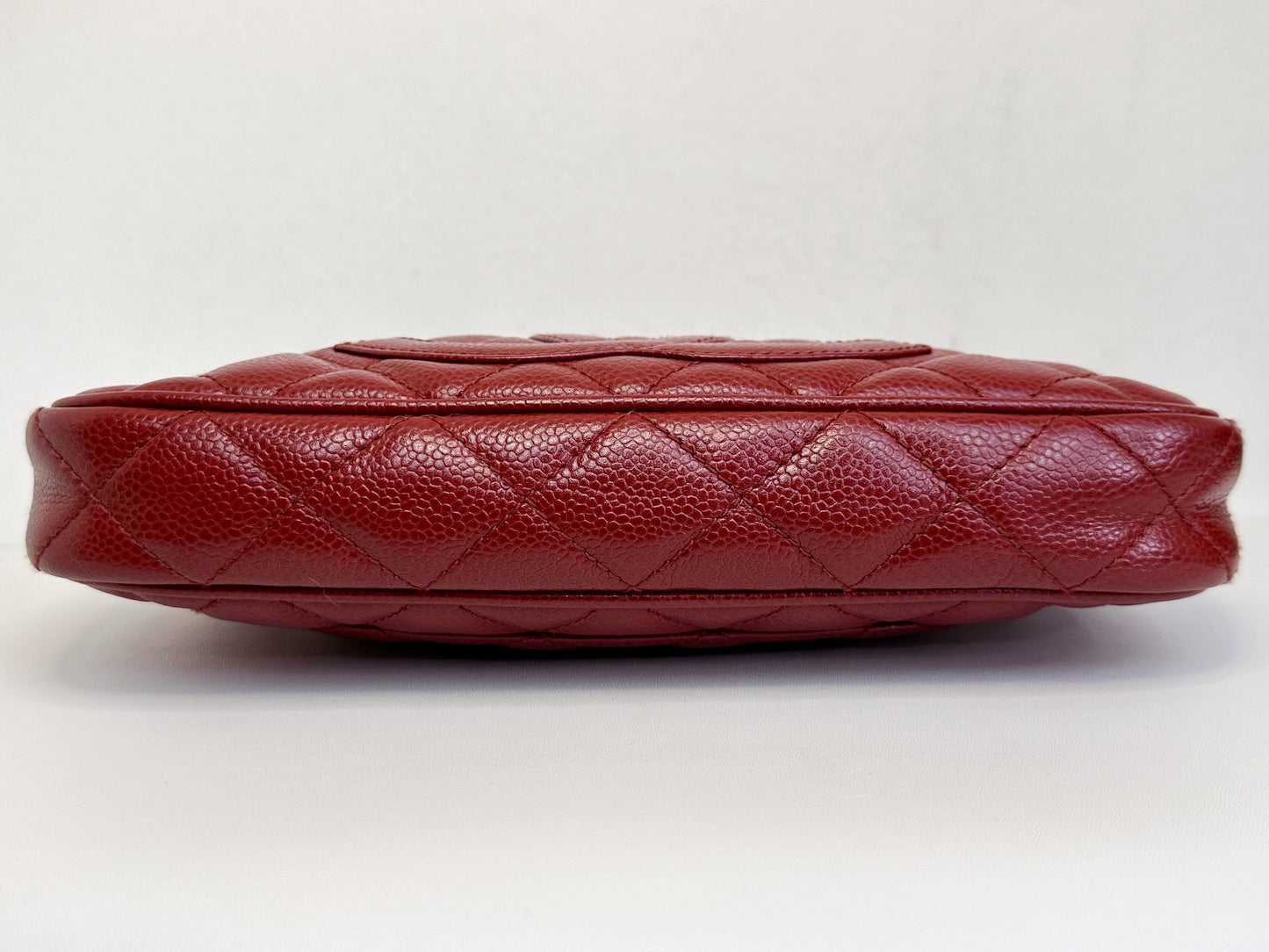 Chanel Small Caviar Quilted Pochette Shoulder Bag Red GHW