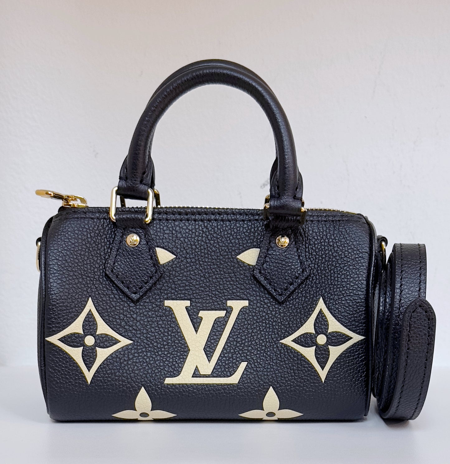 Louis Vuitton Speedy Bandouliere Nano Black Top Handle Bag in Monogram Empreinte Leather GHW