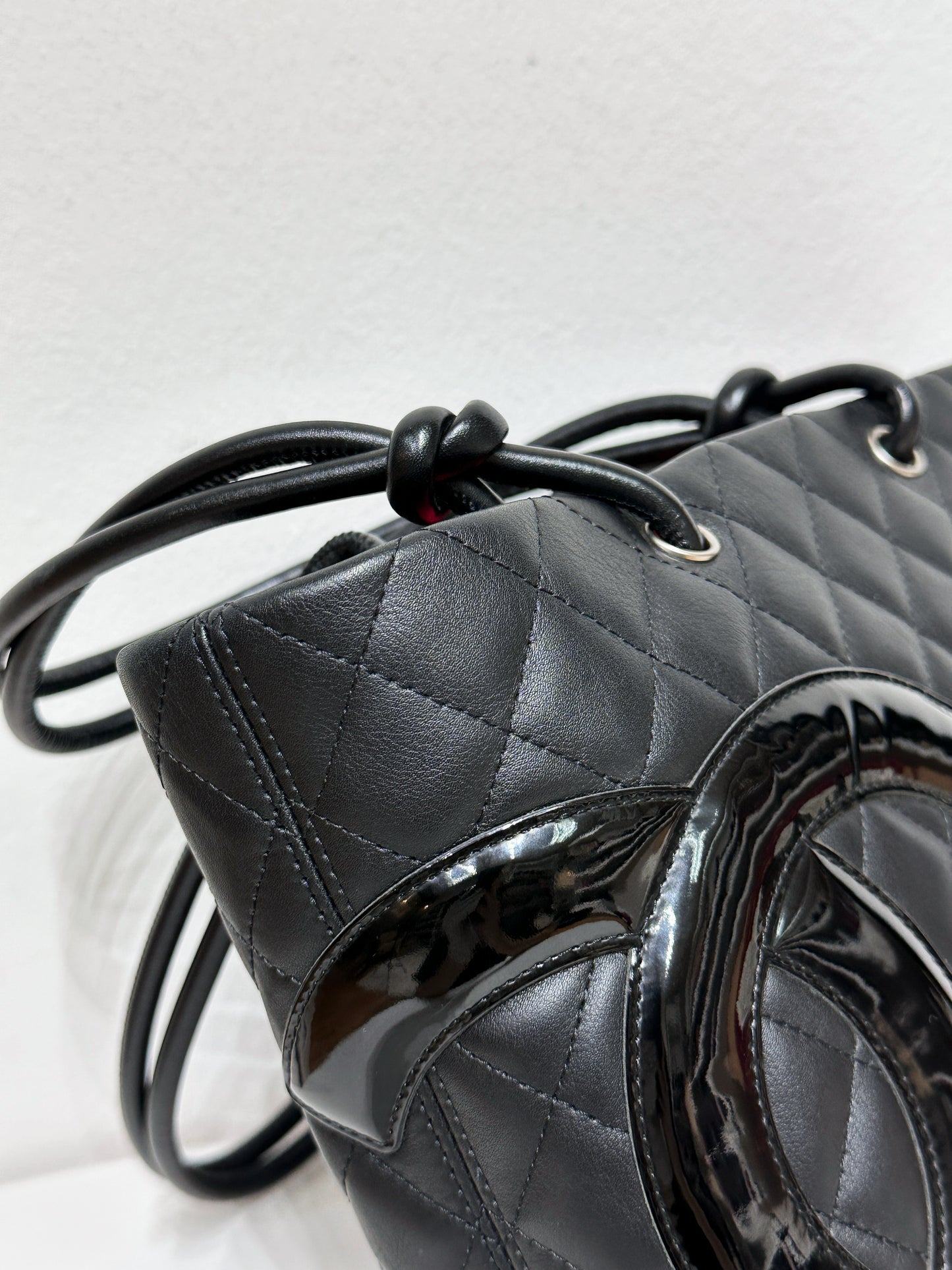 Chanel Calfskin Cambon Line Medium Tote Bag Black 1531 holo