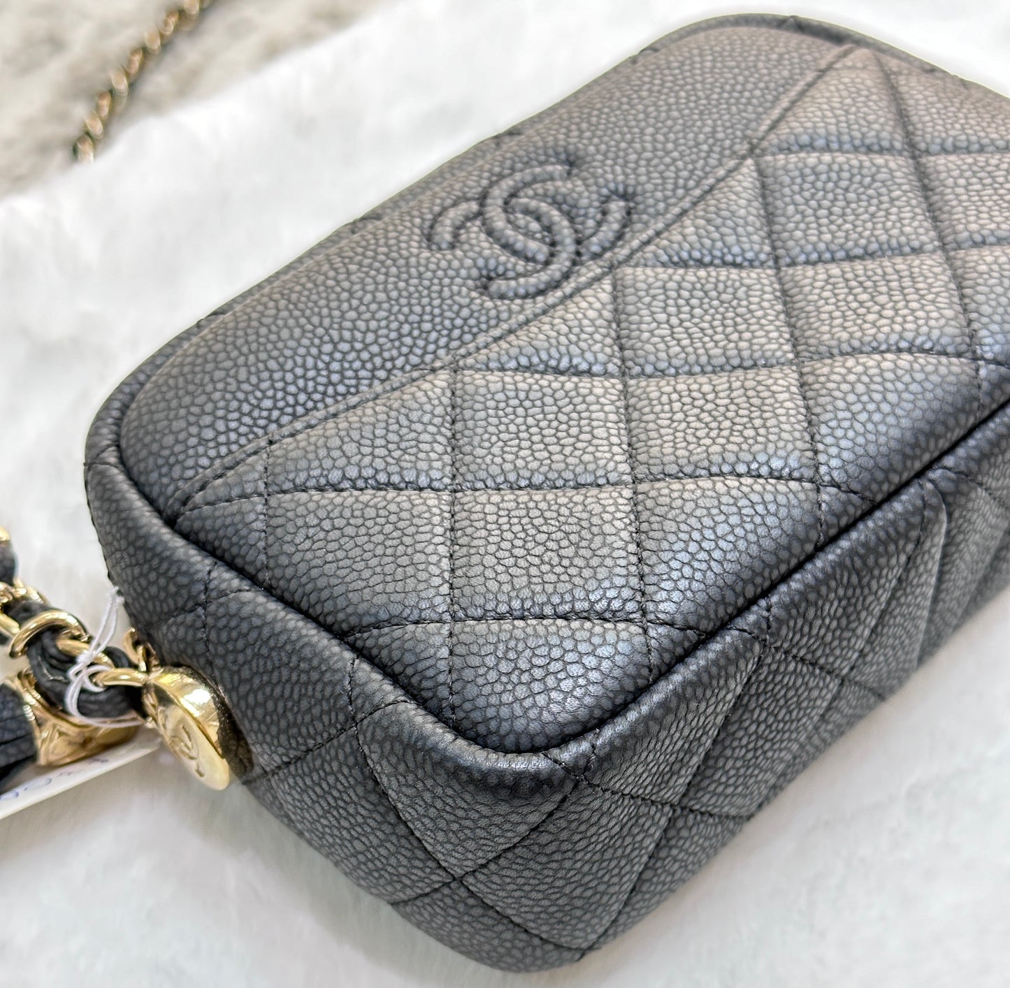 CHANEL Caviar Quilted Mini Coco Tassel Camera Case Black