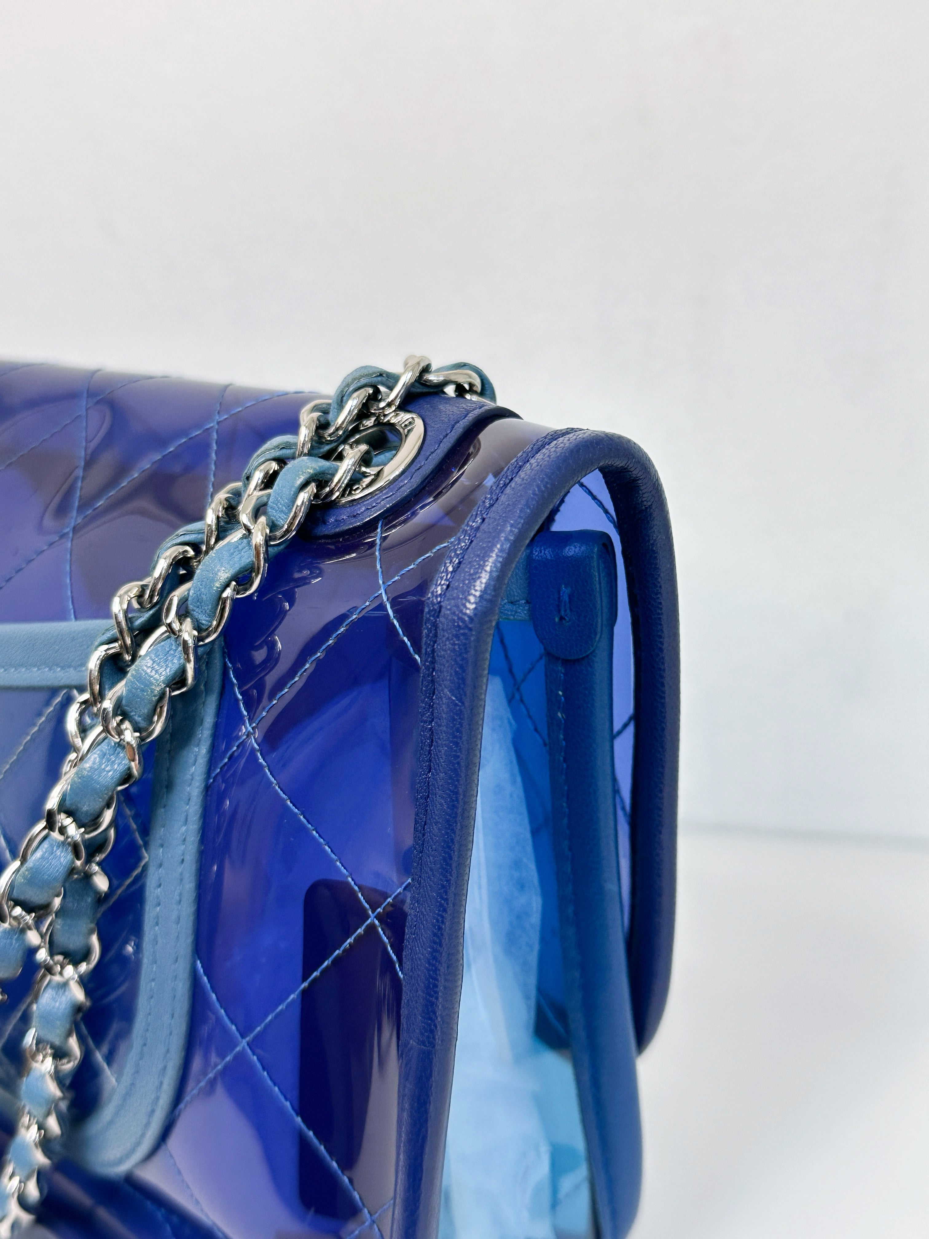 Chanel Blue Coco Splash PVC Medium Flap Bag 2583 holo