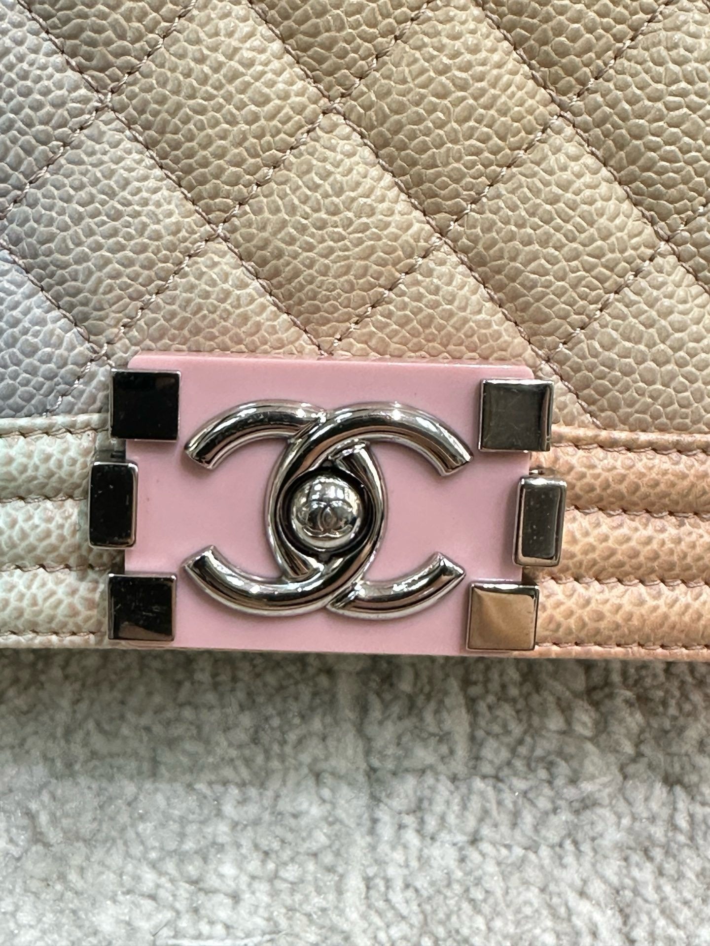 Chanel Medium Caviar Quilted Rainbow Boy Flap Pink Multicolor