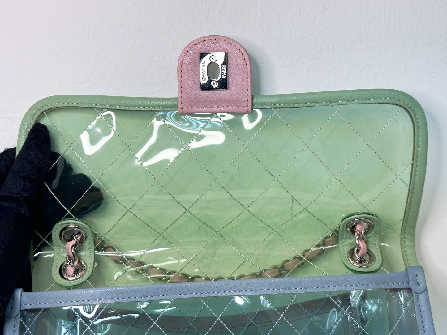 Chanel Coco Splash PVC Medium Flap Bag Green/Blue/Pink 254975 holo
