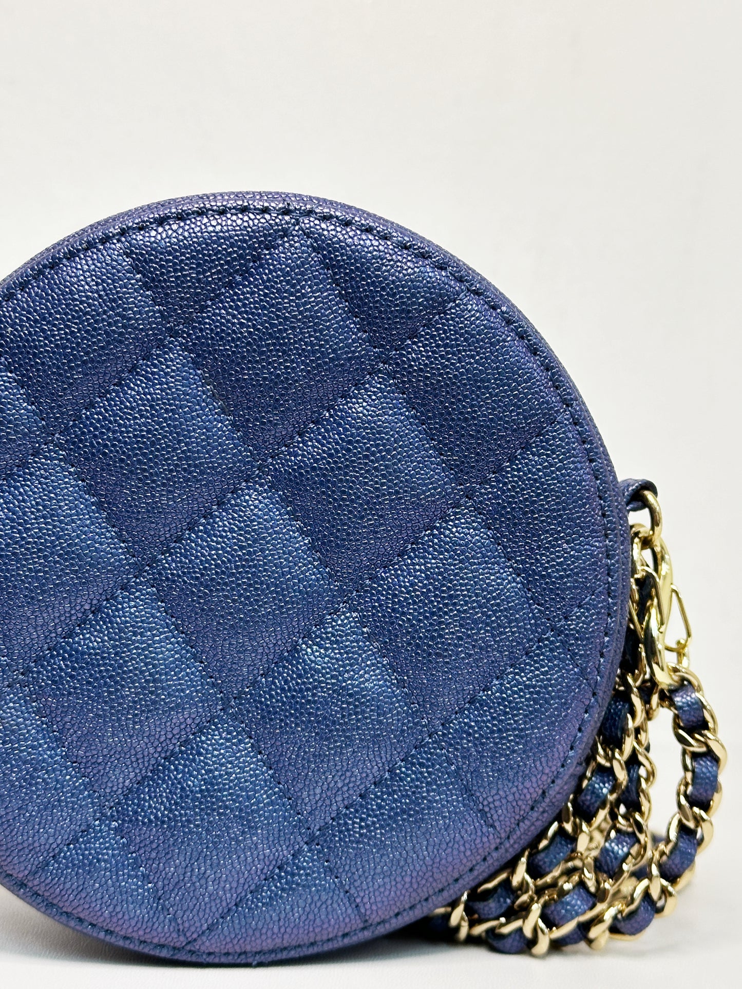 Chanel Matelasse Classic Chain Shoulder Bag Blue 2798 holo card