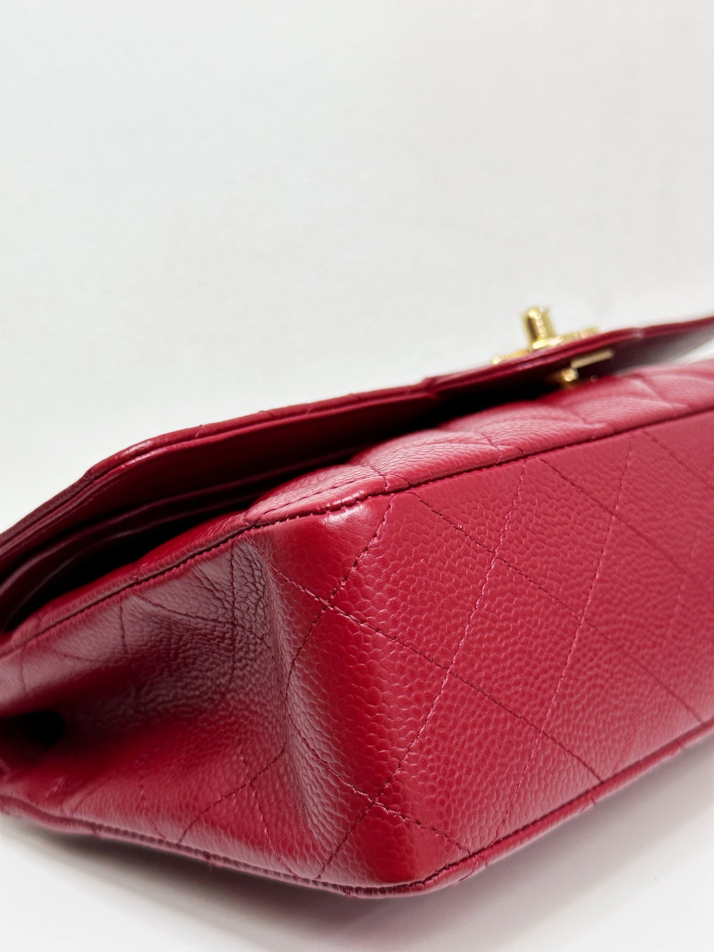 Chanel Caviar Classic Quilted Medium Double Flap Bordeaux Bag 1307 holo card