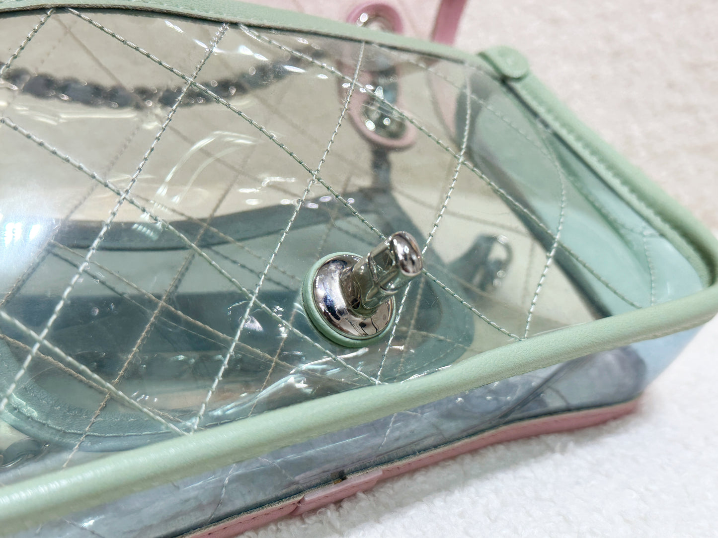 Chanel Coco Splash PVC Mini Flap Bag Pink/Green/Blue 2576 holo card