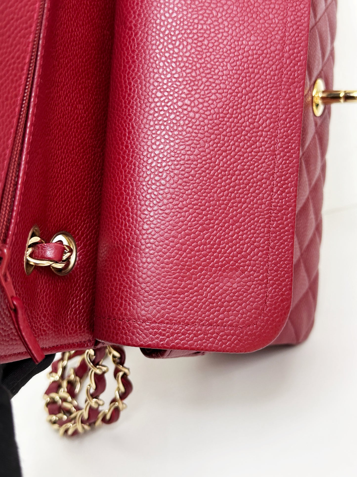 Chanel Caviar Classic Quilted Medium Double Flap Bordeaux Bag 1307 holo card