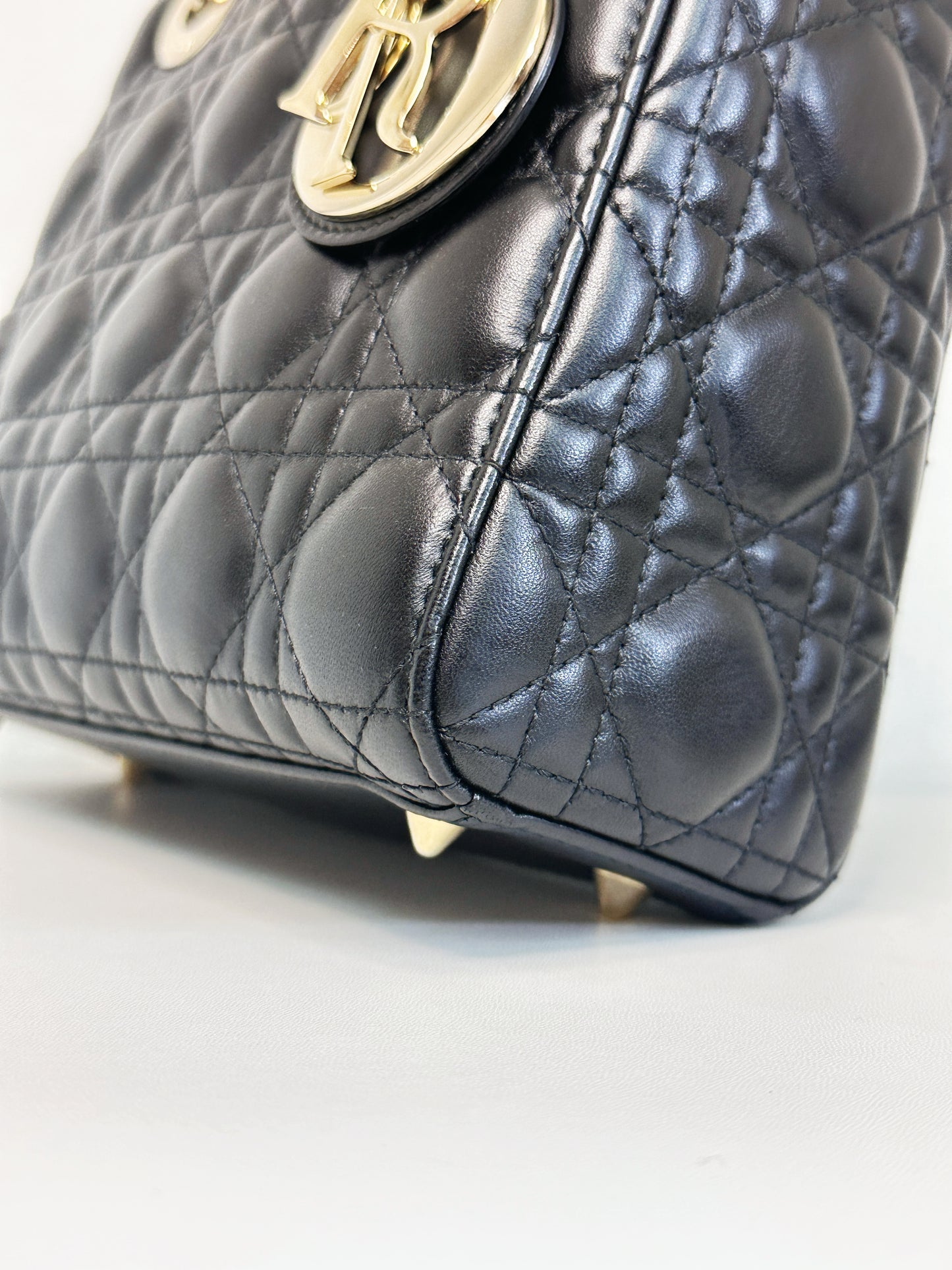 CHRISTIAN DIOR Lambskin Cannage Small My ABCDior Lady Dior Black GHW