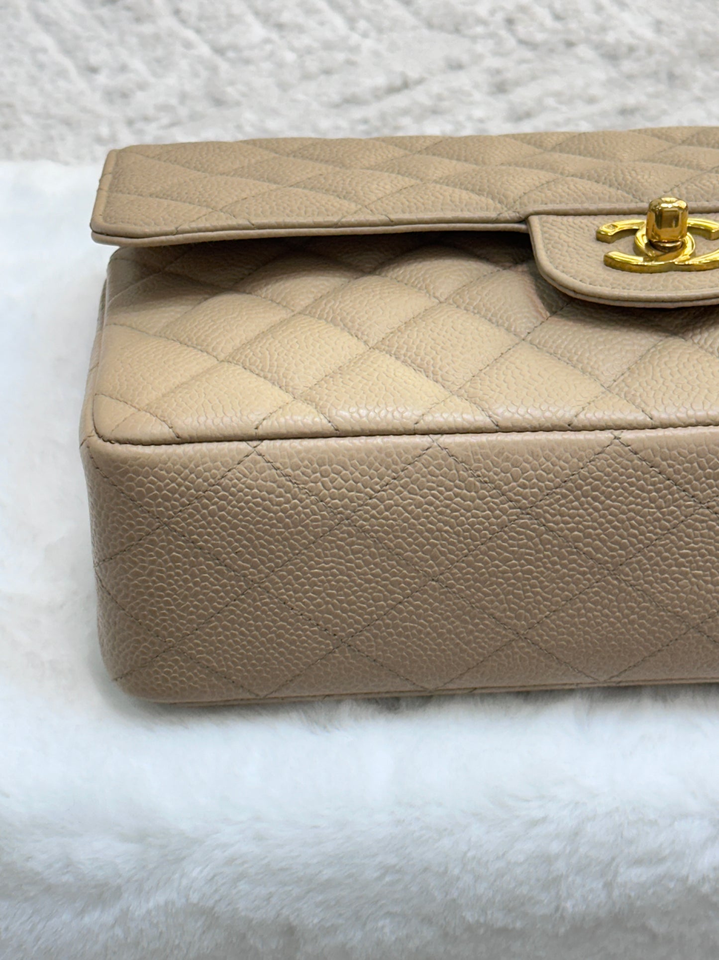 Chanel Medium Vintage Timeless Classic Leather Caviar Beige