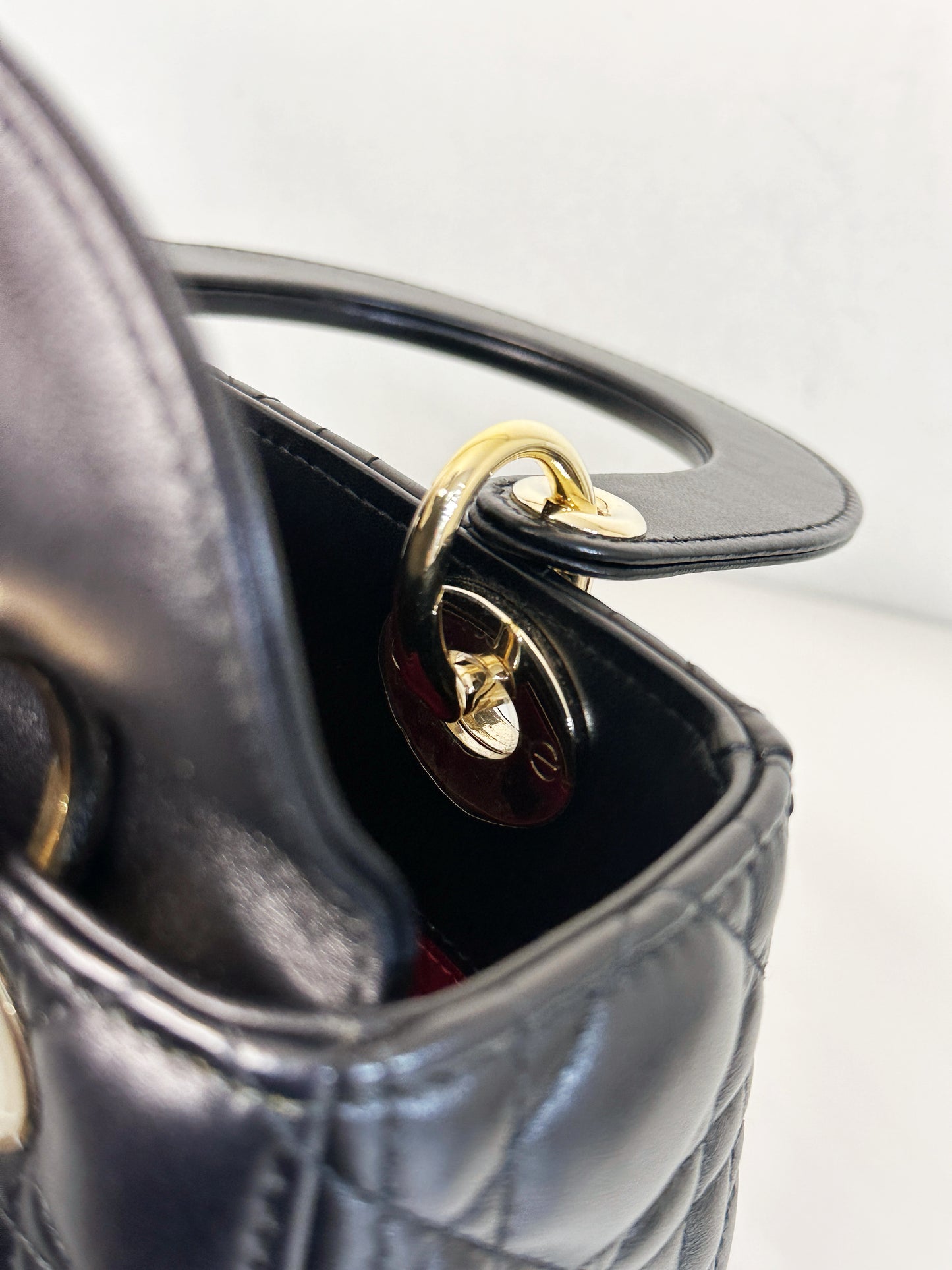 CHRISTIAN DIOR Lambskin Cannage Small My ABCDior Lady Dior Black GHW