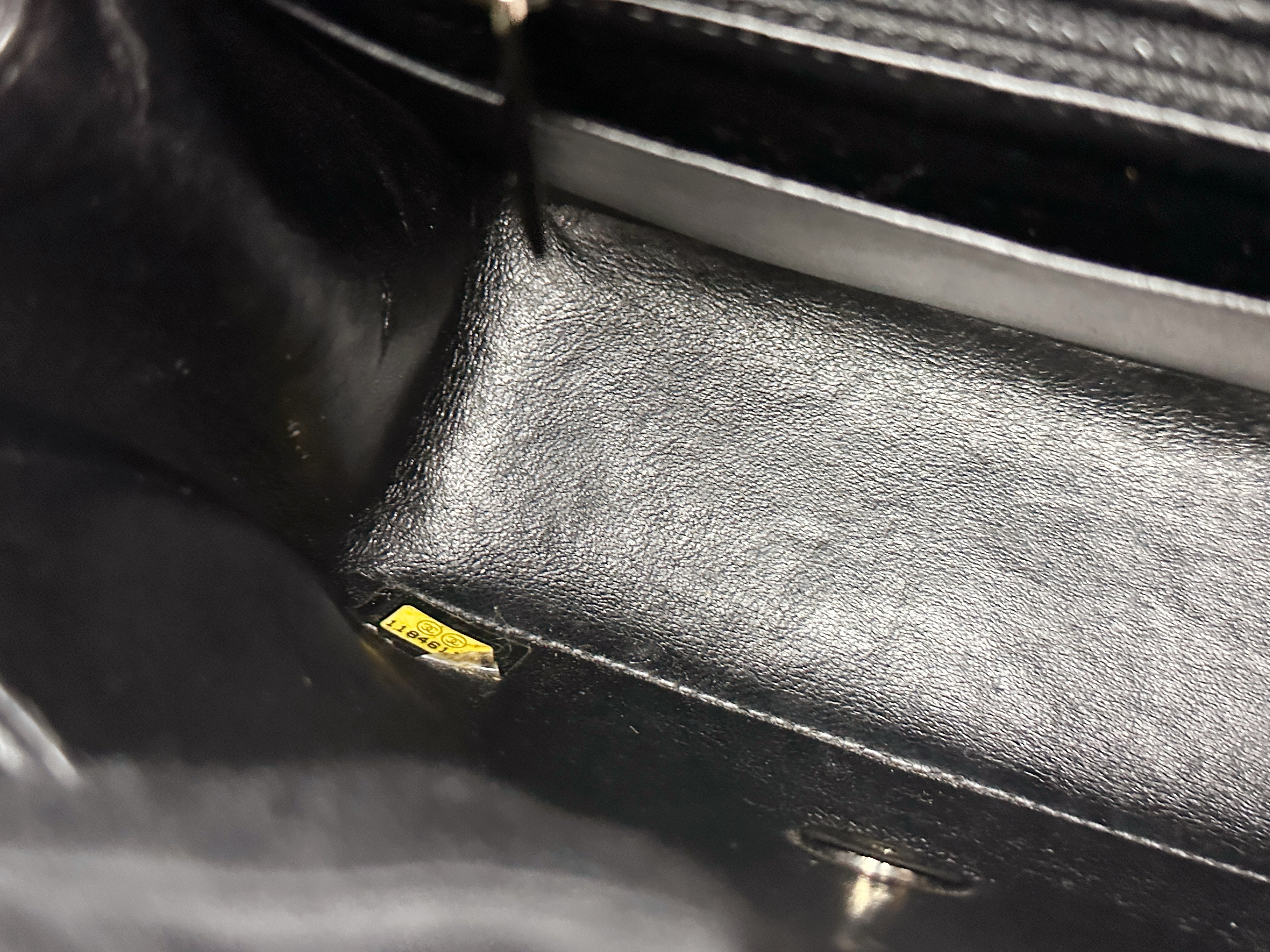 Chanel Mini Square Classic Quilted Caviar Single Flap Bag Black SHW 1184 holo card