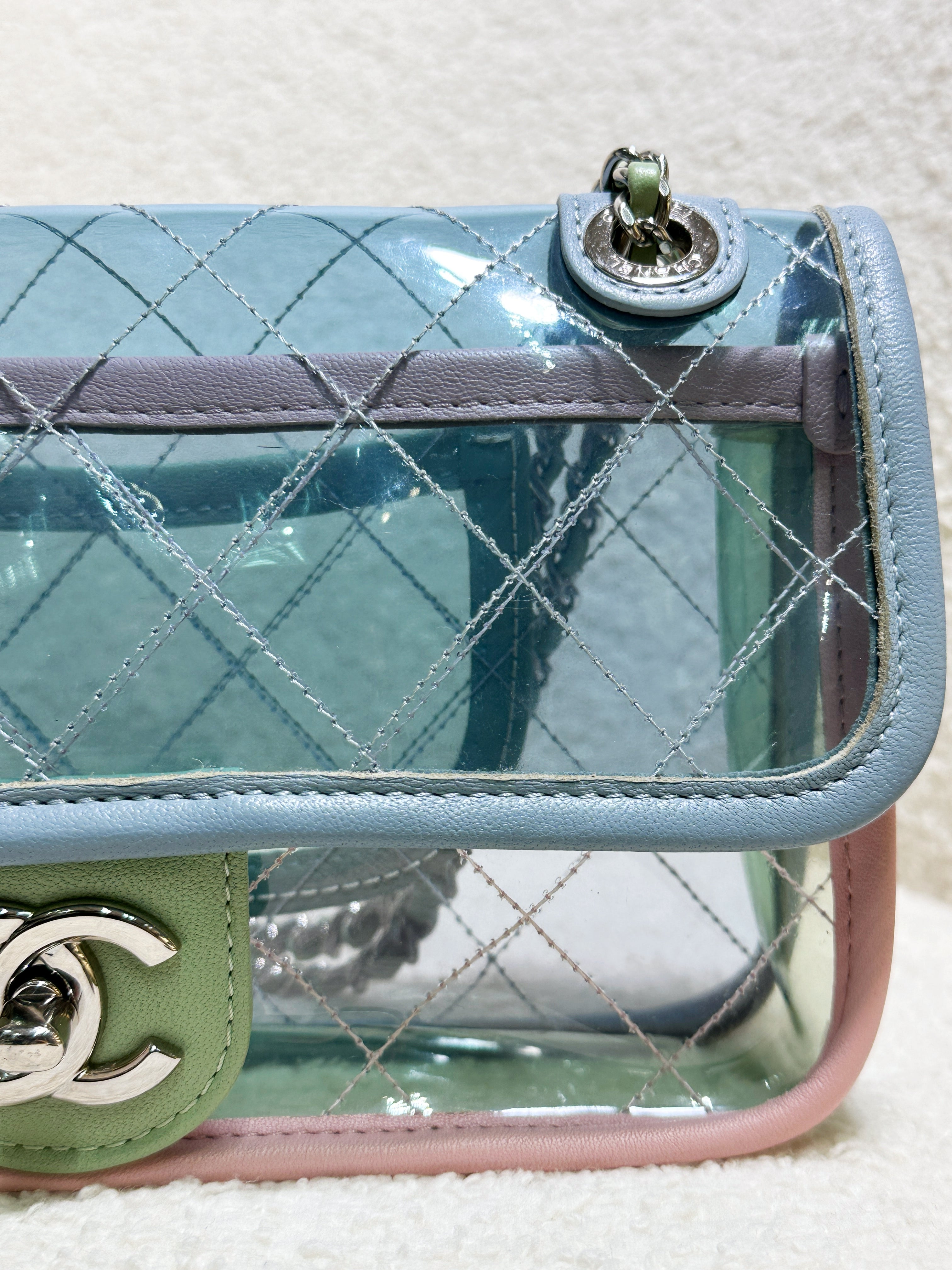 Chanel Coco Splash PVC Mini Flap Bag Blue/Pink/Green 25 holo