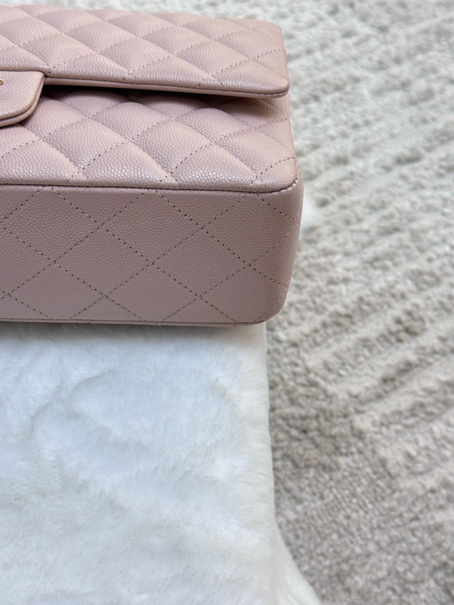 Chanel Medium Caviar Quilted Double Flap Light Pink 21Ｃ