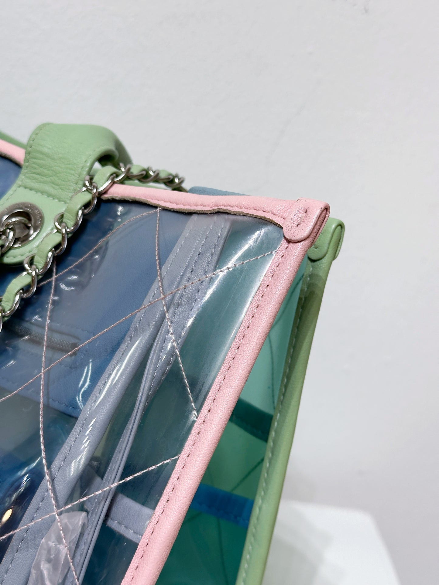 Chanel PVC Green/Pink/Blue Tote bag 2584 holo card