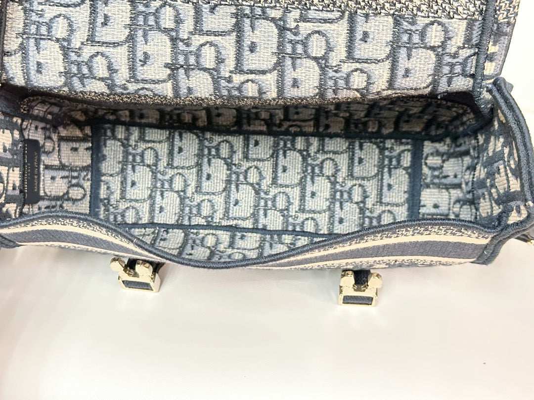 Dior Small Diorcamp Bag in Blue Oblique Embroidery Canvas and LGHW 2022year