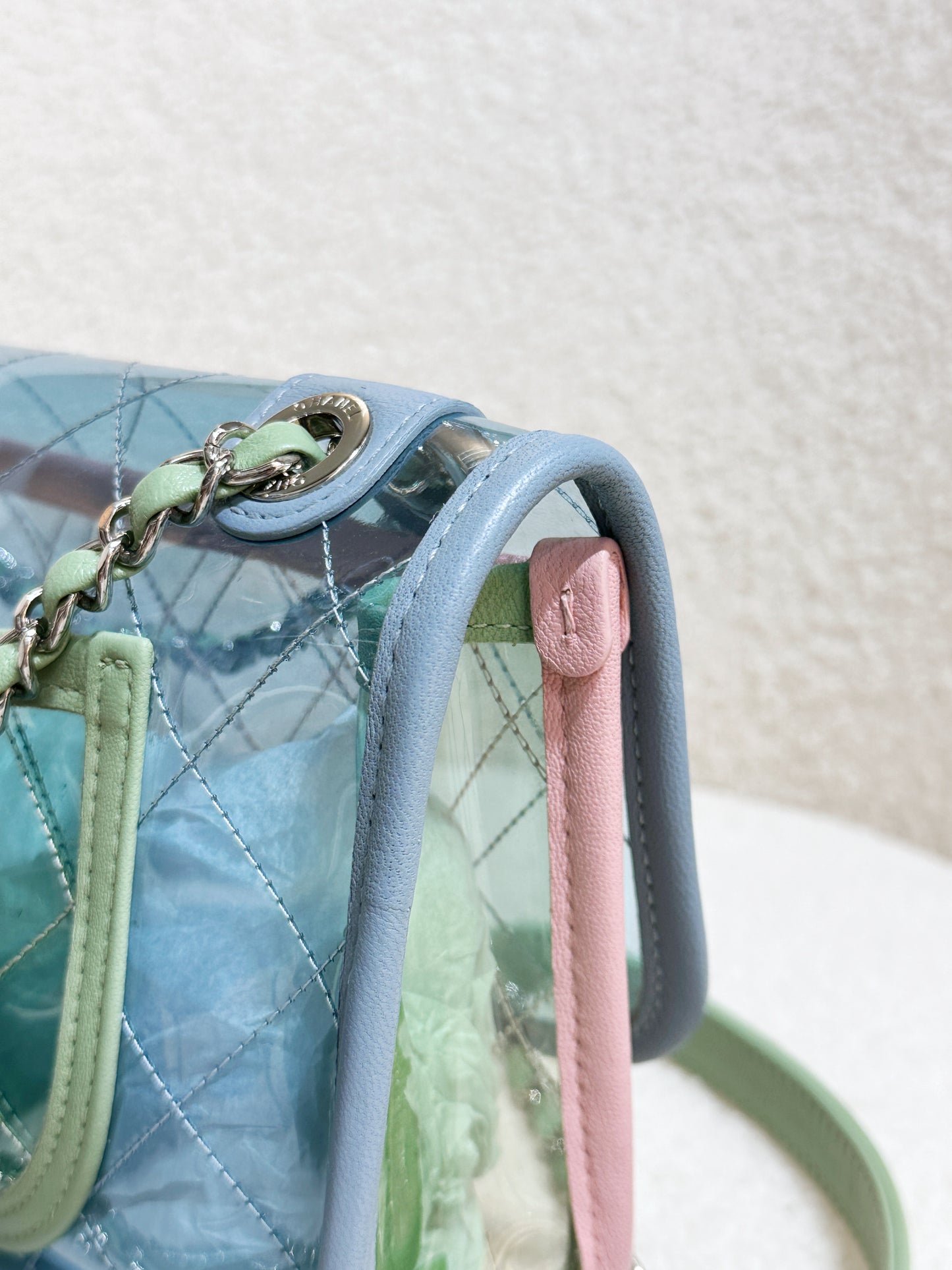 Chanel Coco Splash PVC Medium Flap Bag Blue/Green/Pink 2562 holo
