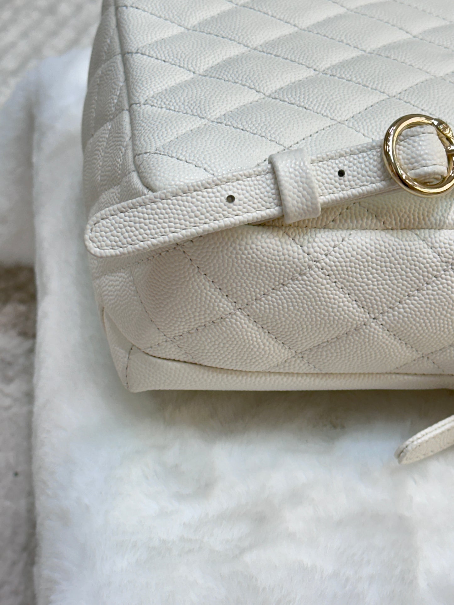 Chanel White CC Day Mini Quilted Backpack