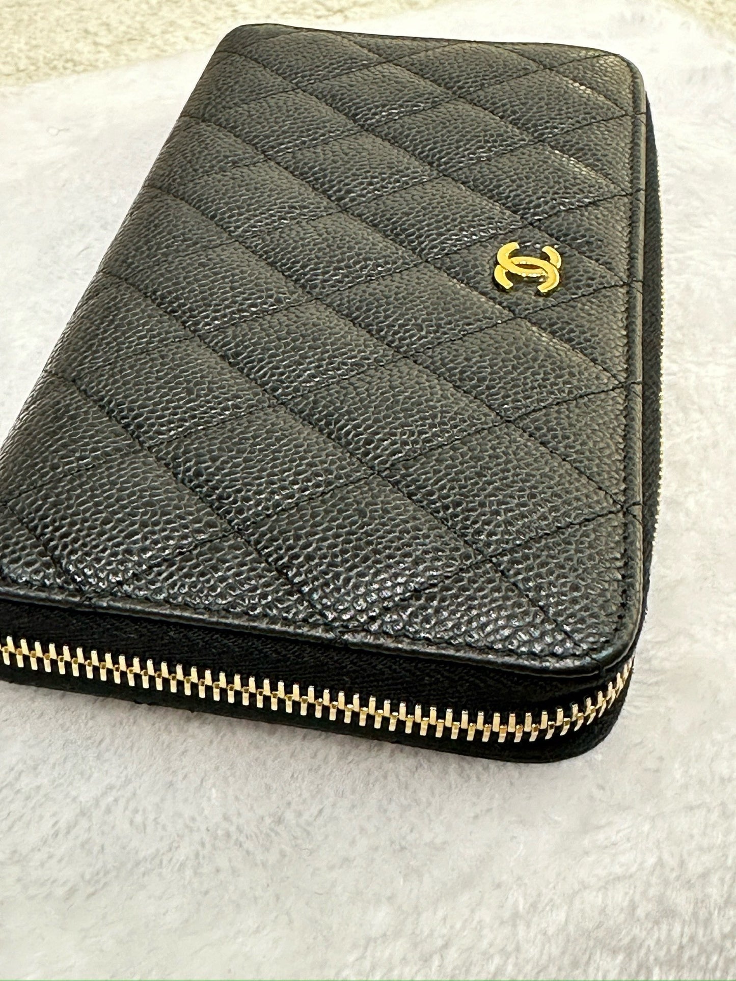 Chanel Caviar Long Zip Wallet Black GHW