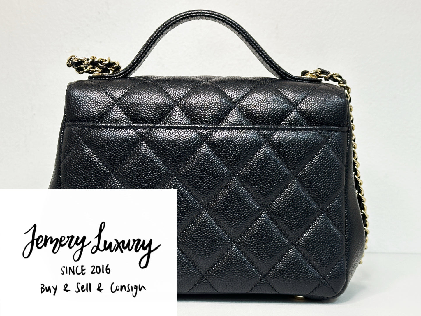 Chanel Caviar Quilted Small Business Affinity Flap Black E04A microchip