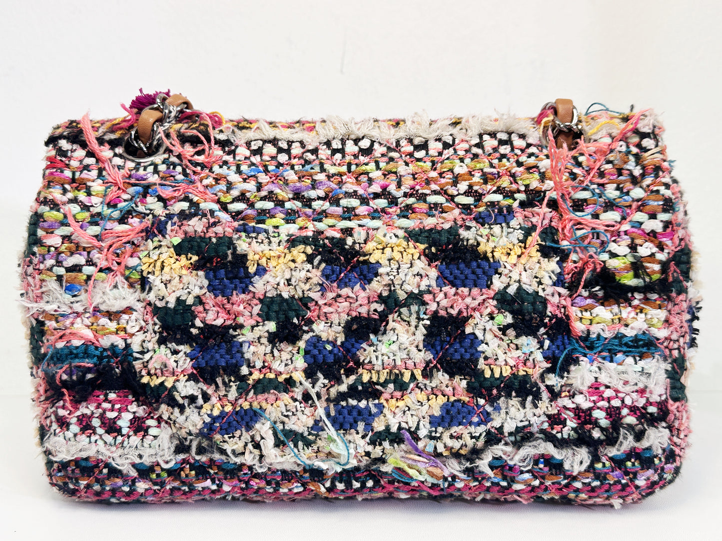 Chanel Pom Pom CC Quilted Tweed Medium Flap Bag