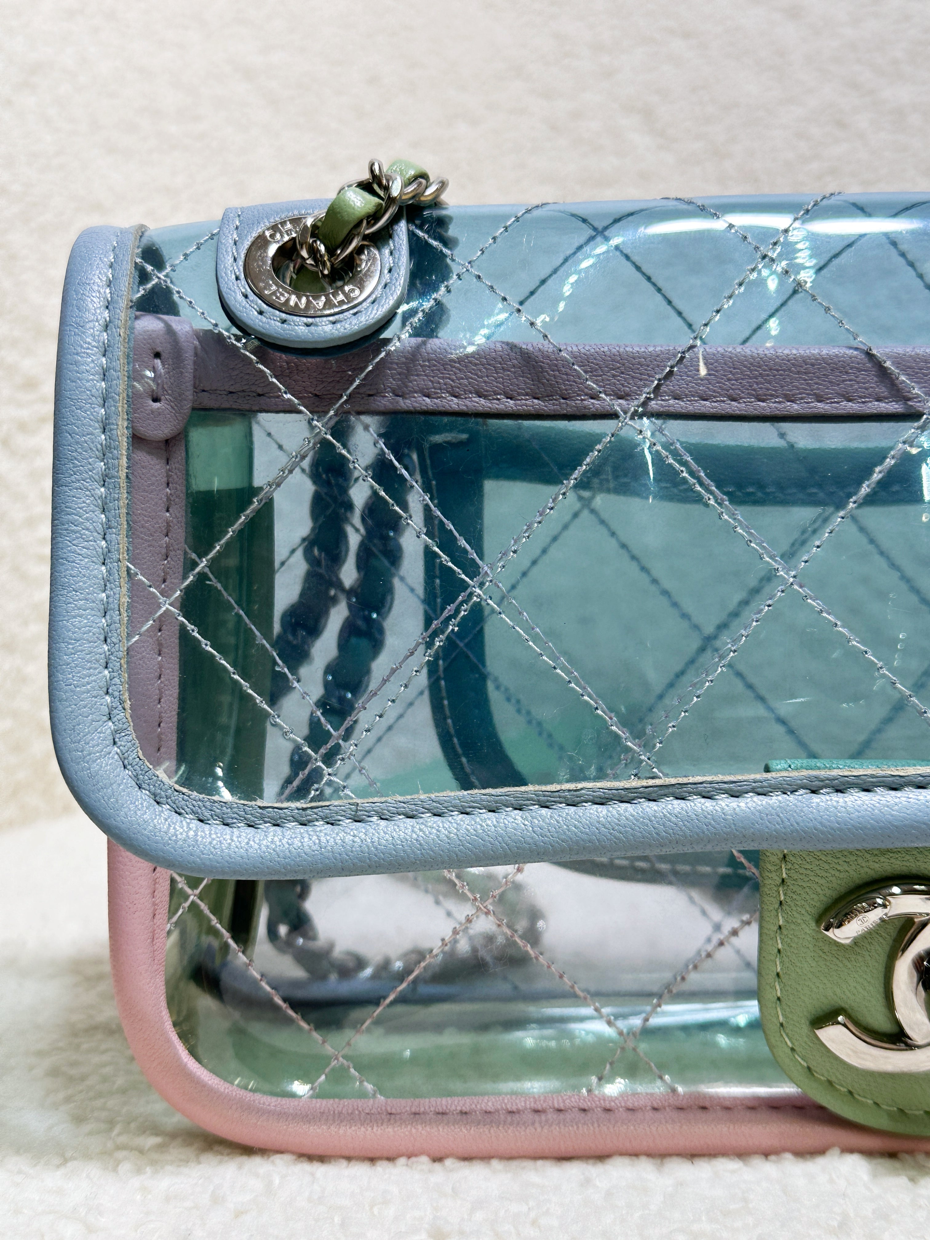 Chanel Coco Splash PVC Mini Flap Bag Blue/Pink/Green 25 holo