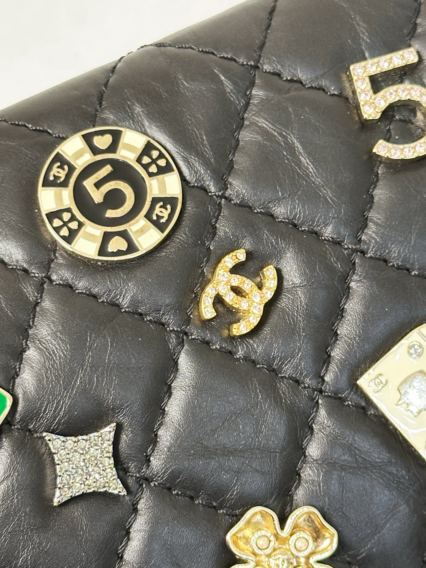 Chanel Small 2.55 Reissue Aged Calfskin Lucky Charms 225 Flap Black GHW