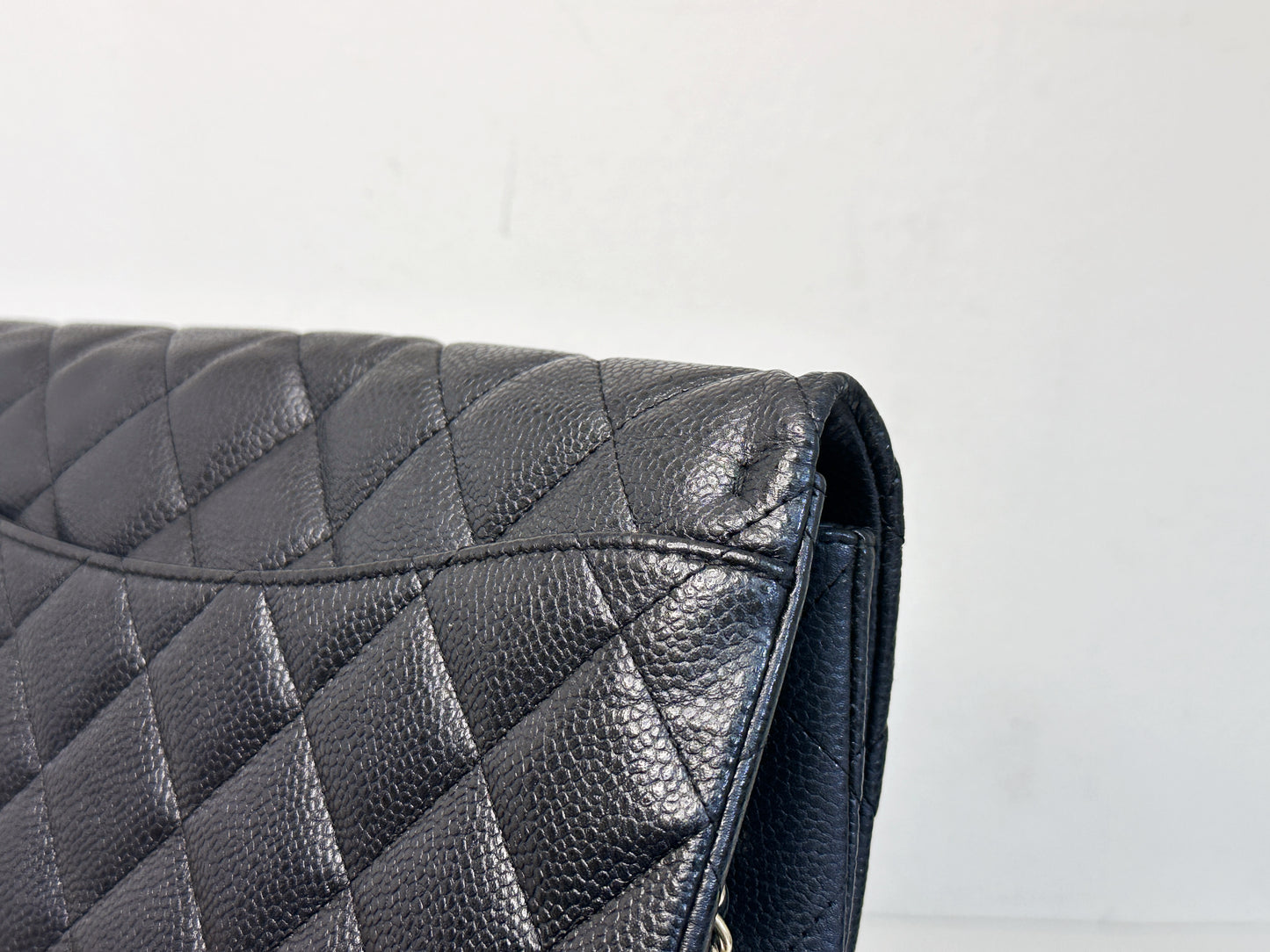 Chanel Caviar Quilted Clutch With Chain Flap Black GHW 2045 holo
