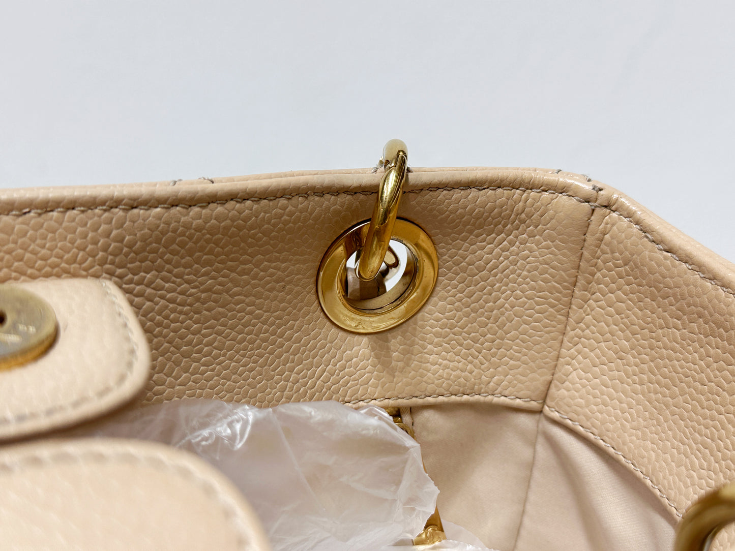 Chanel Caviar Quilted Petit Shopping Tote PST Beige GHW 1551 holo