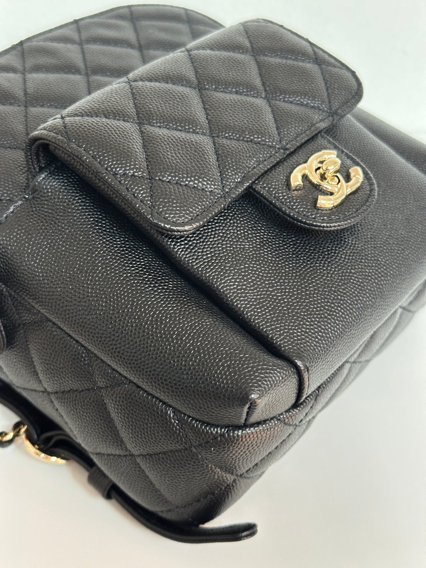 Chanel CC Day Backpack Quilted Caviar Mini Black 2687 holo card