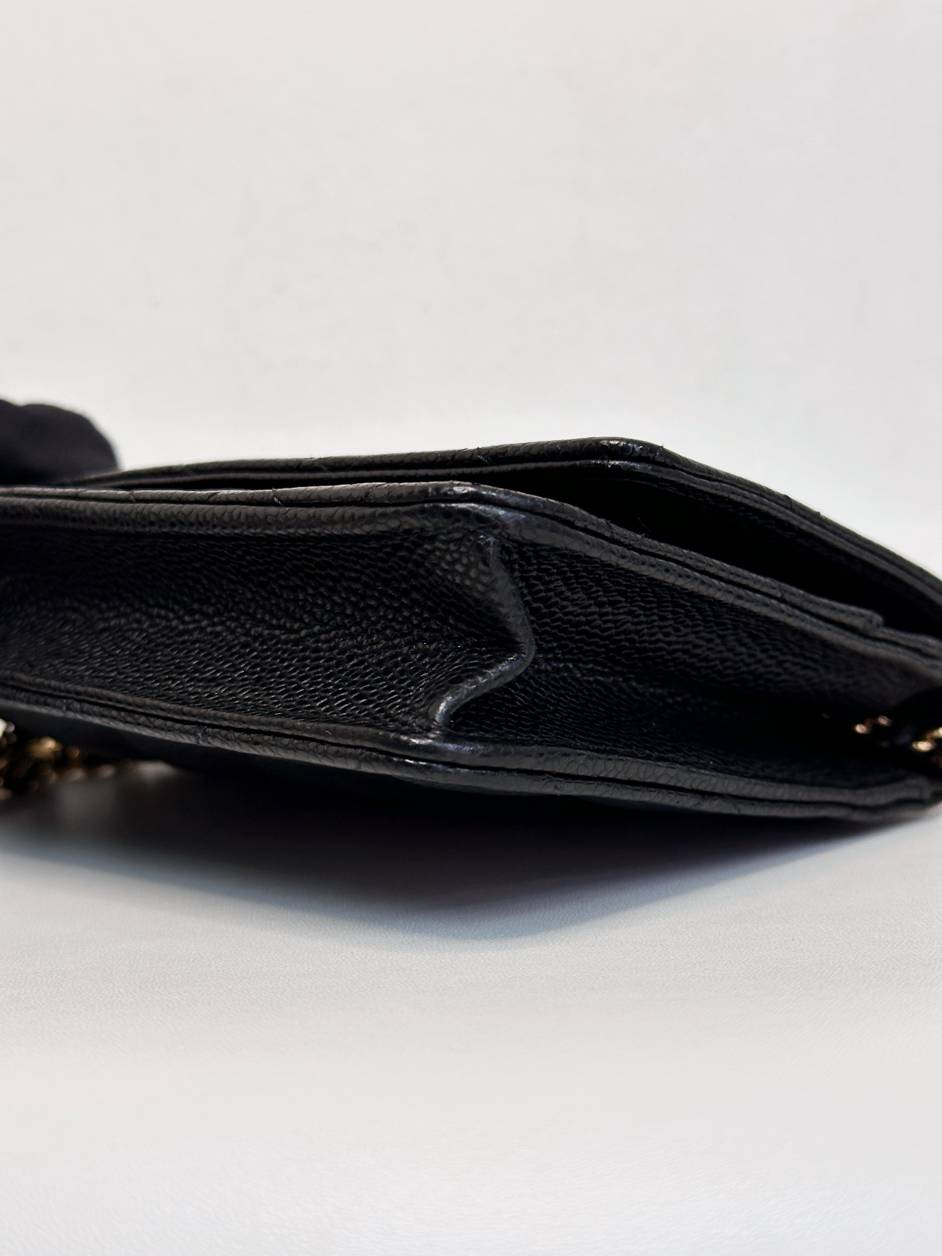 Chanel Classic Wallet on Chain Caviar Black GHW T876 microchip