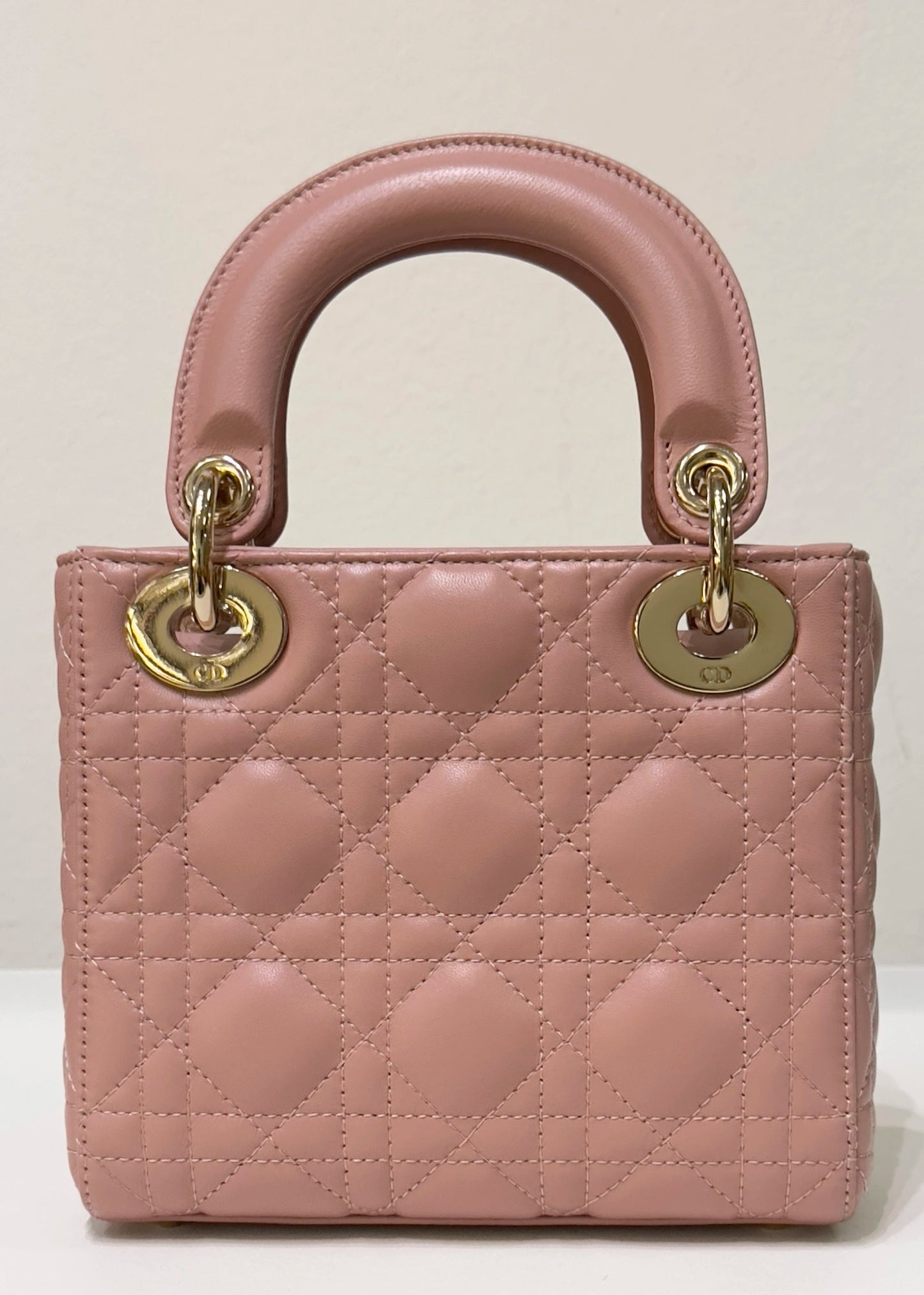 Christian Dior Mini Lambskin Cannage Lady Dior Pink GHW