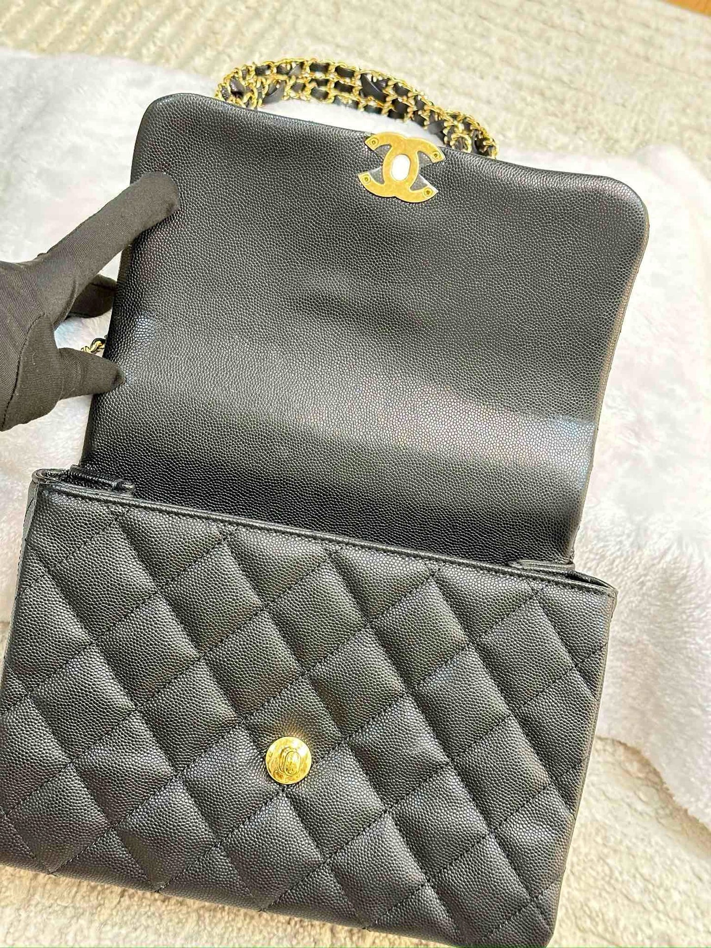 Chanel Caviar Quilted Coco First Flap Black 22K