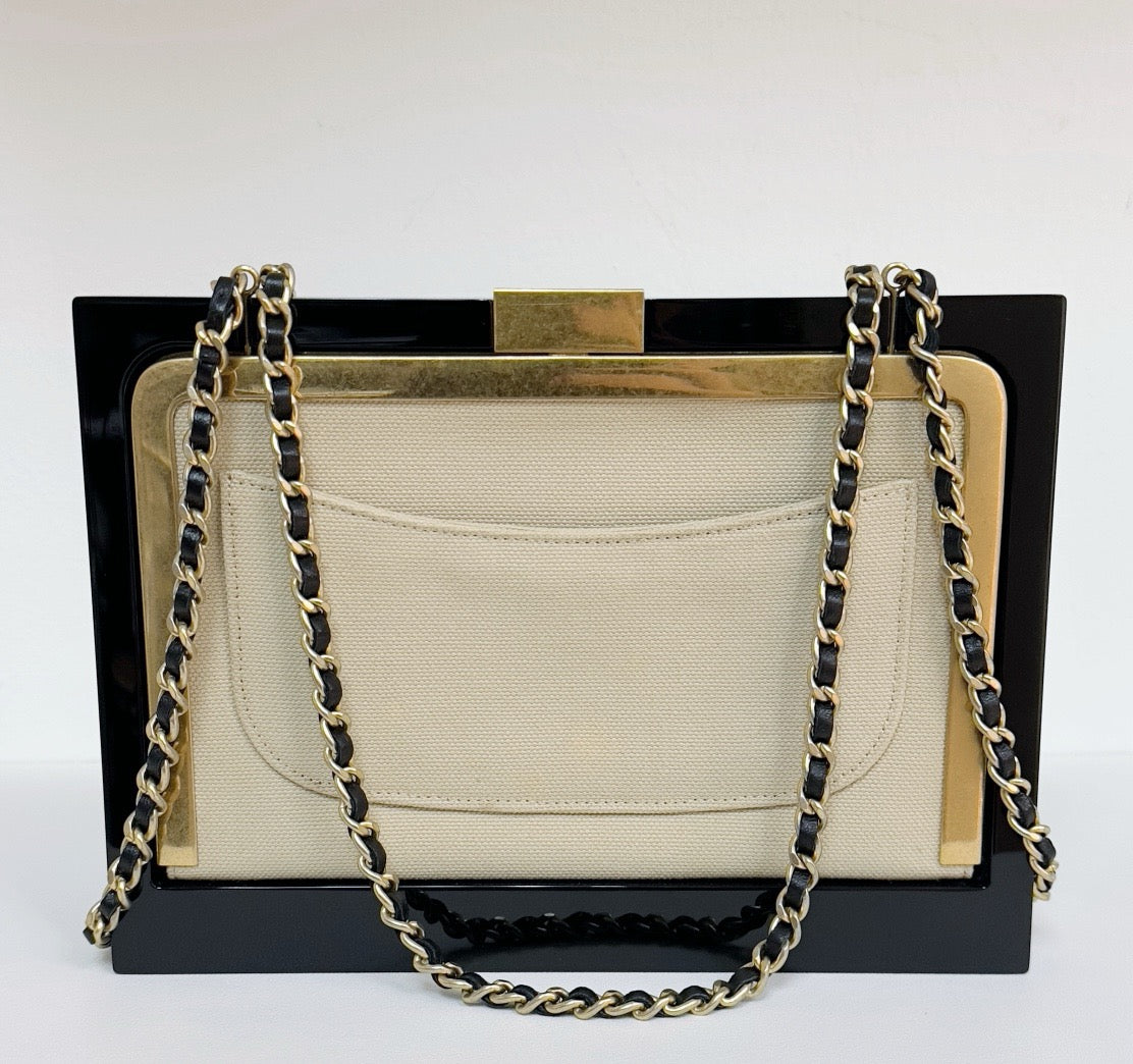 Chanel Black Privée Collection Runway Frame Bag 1951 holo