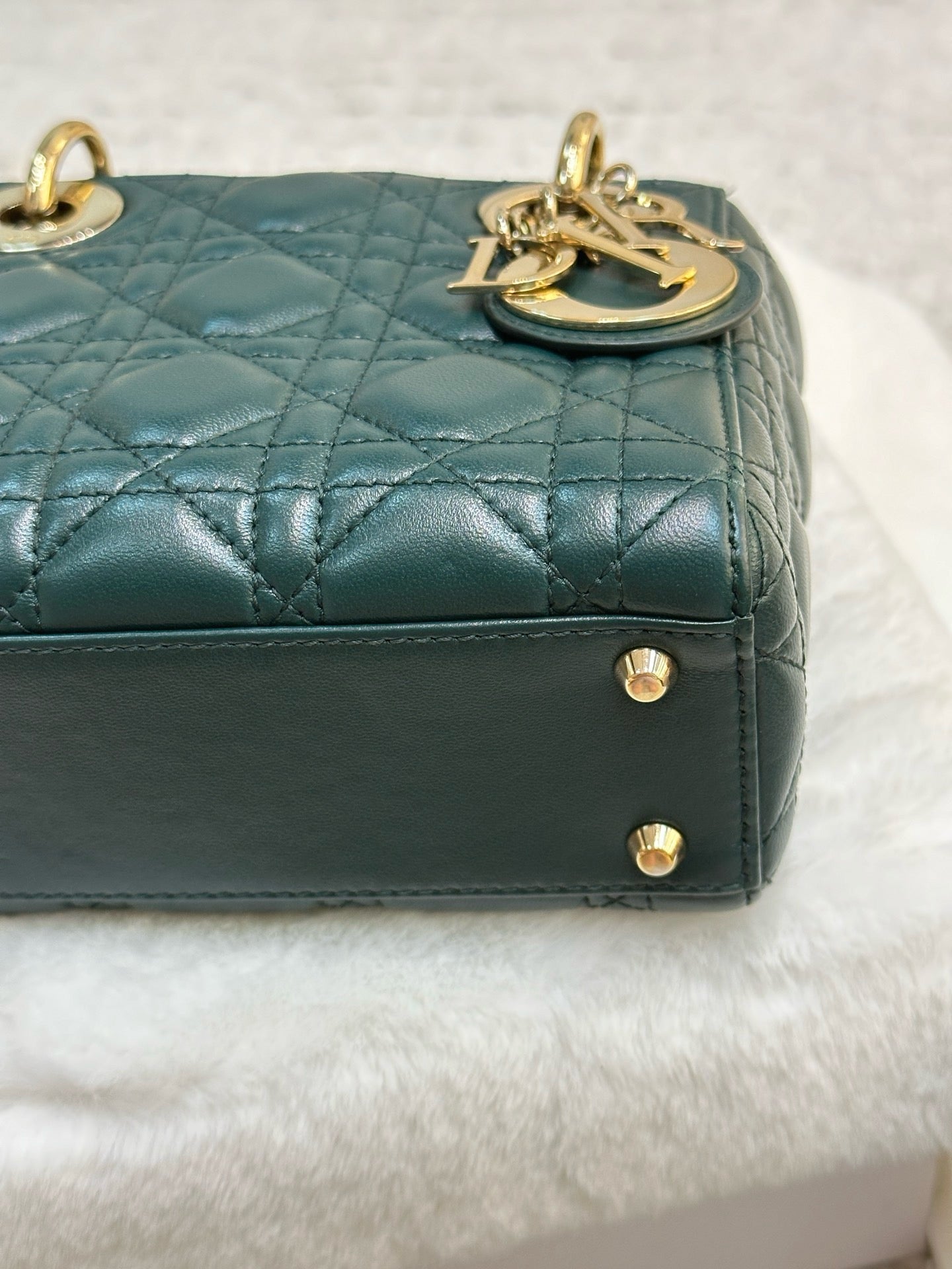 Christian Dior Mini Lambskin Cannage Lady Dior Green