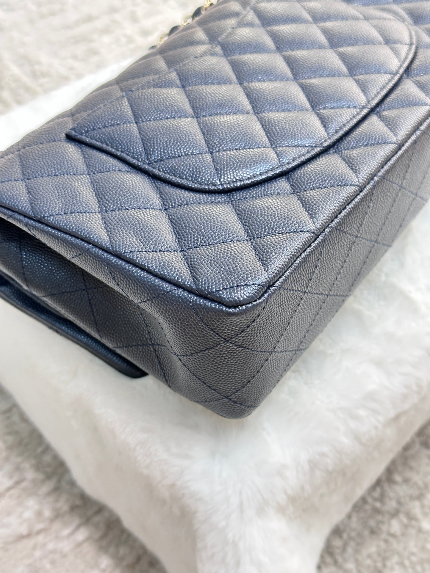 CHANEL Caviar Quilted Medium Double Flap 18B Navy