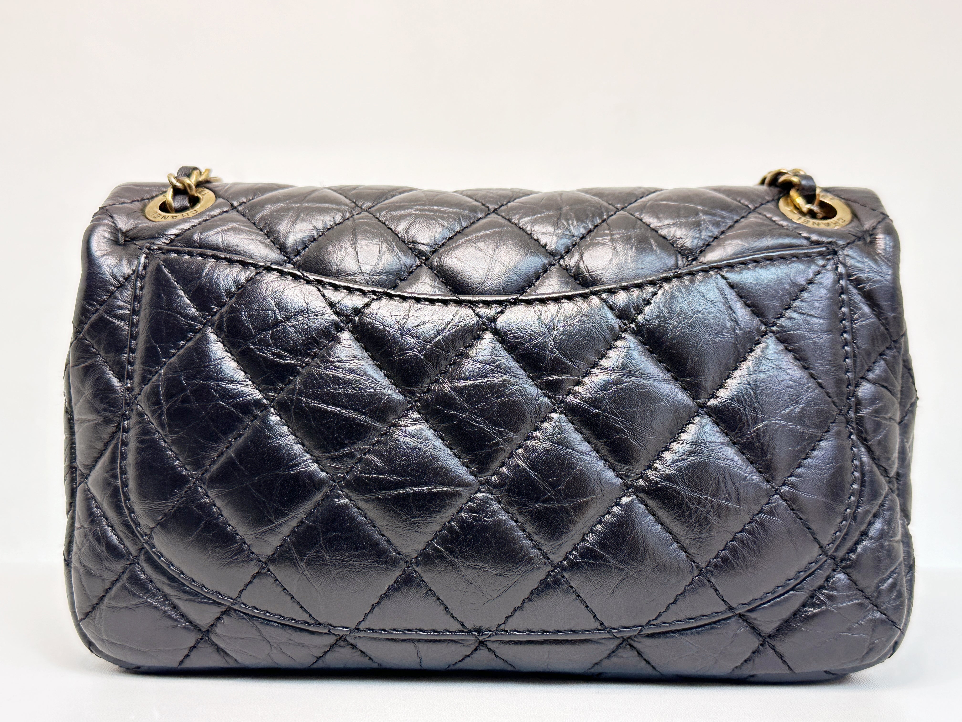 Chanel Mini Limited Edition Aged Calfskin Quilted Medallion Flap Black GHW 206 holo card