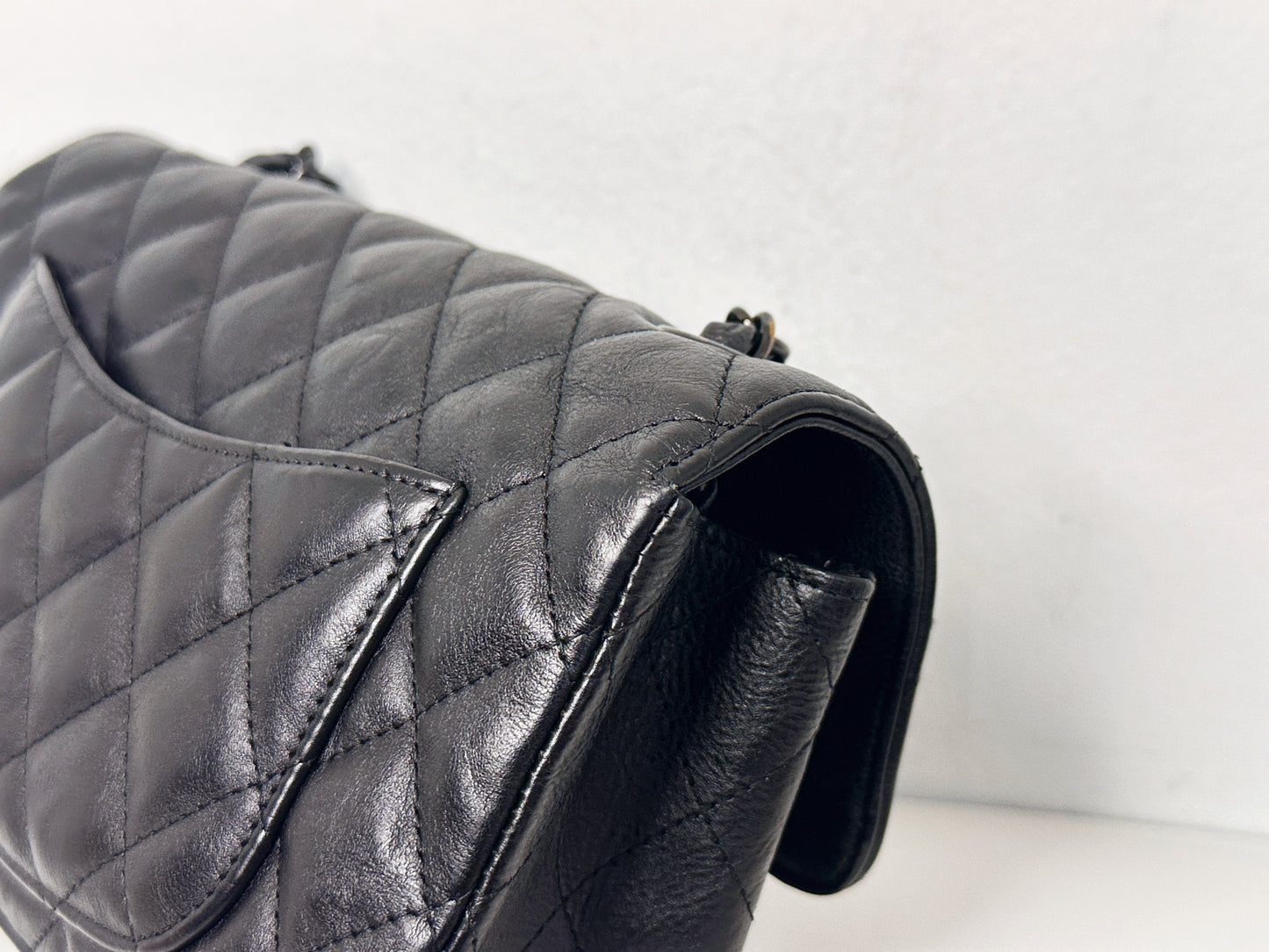 Chanel Quilted Mini Rectangular Flap So Black Crumpled Calfskin Bag 2400 holo card