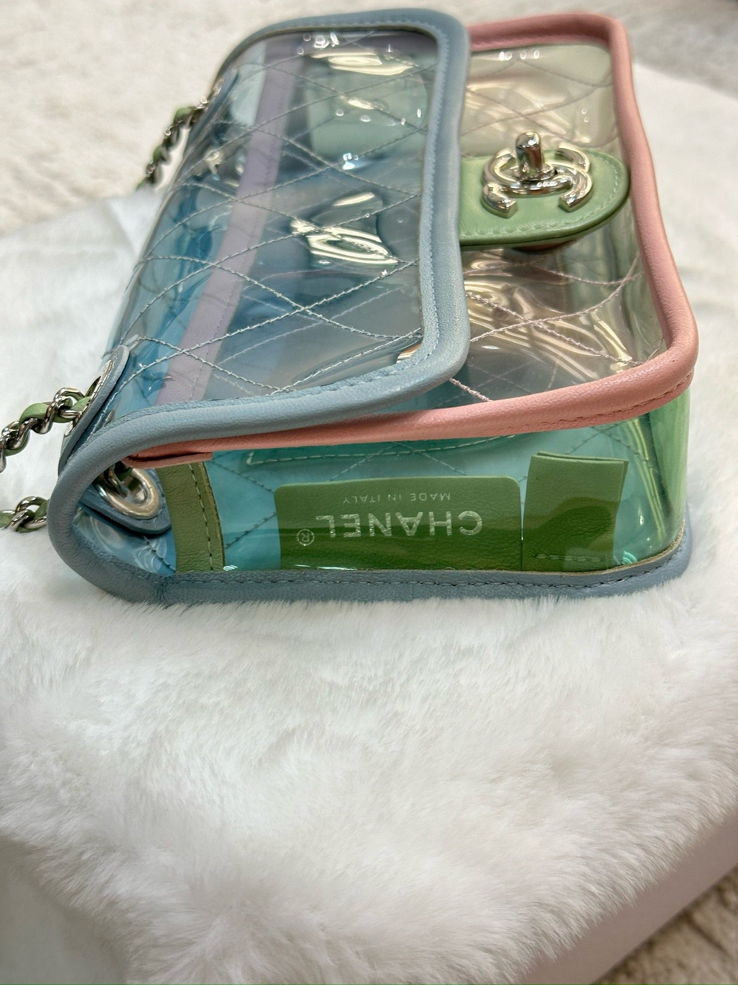 Chanel Mini Coco Splash PVC Flap Bag Blue/Green/Pink SHW