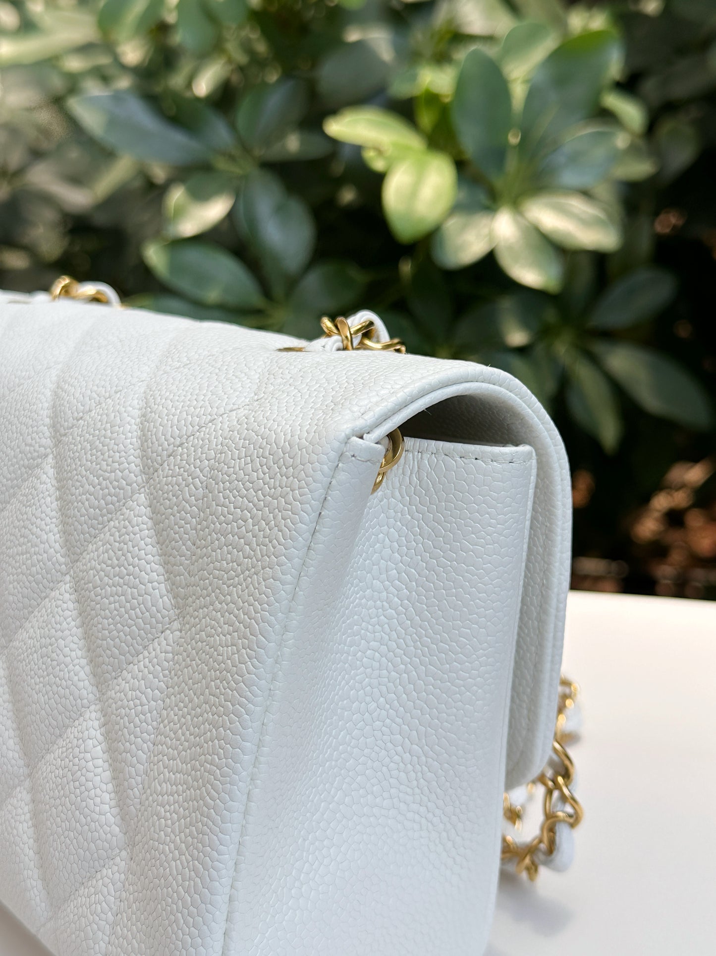 Chanel Vintage Quilted Diana Flap Bag Caviar White 33 holo card