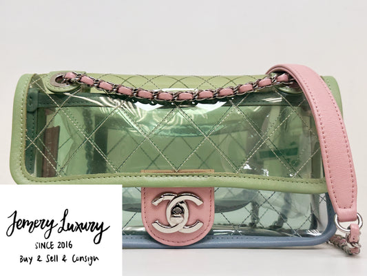 Chanel Coco Splash PVC Mini Flap Bag Green/Blue/Pink 2569 holo