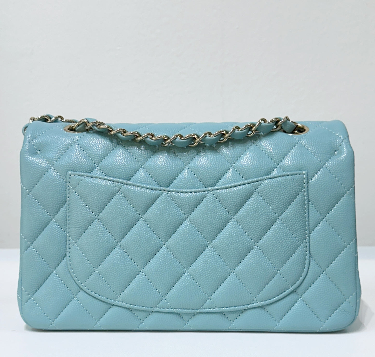 Chanel Small Classic Caviar Double Flap Tiffany Blue 20C GHW