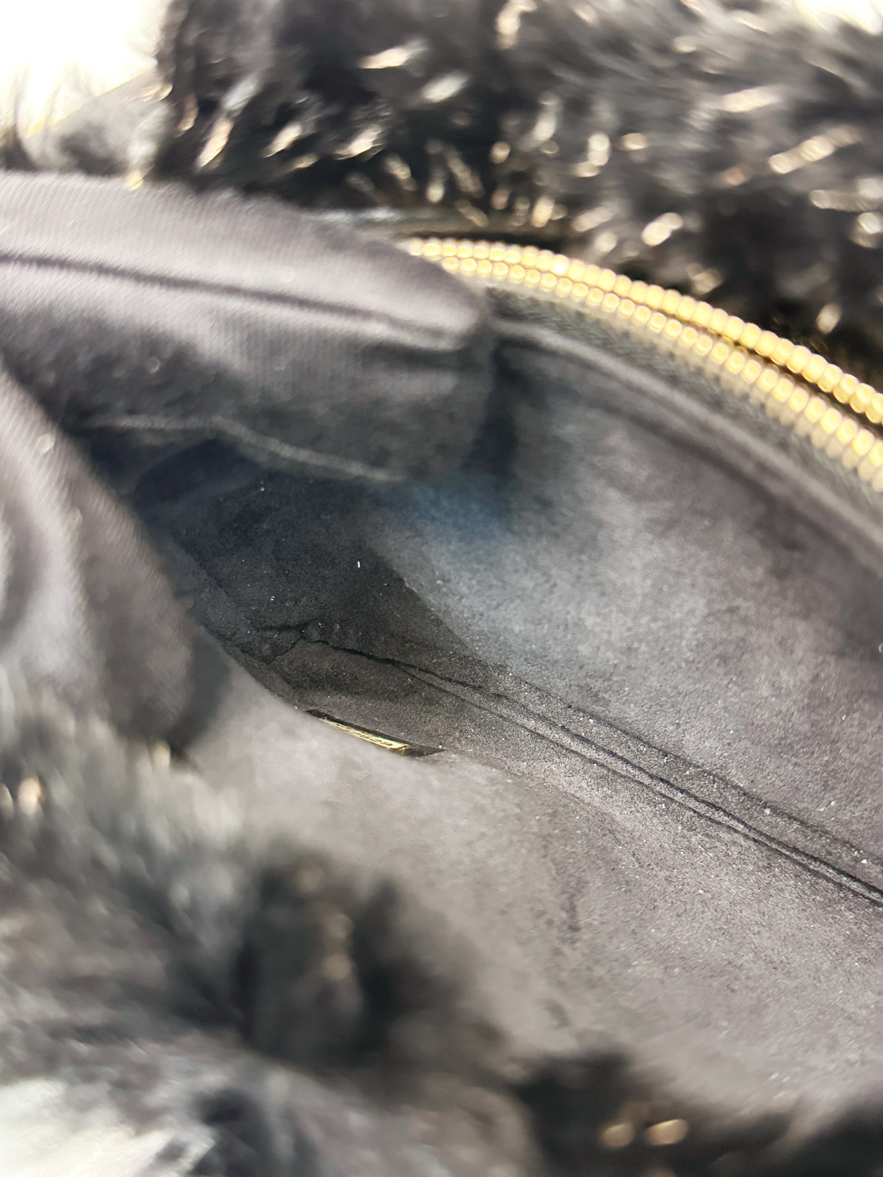 Chanel CC Black Fur Chain Clutch 2270 holo card