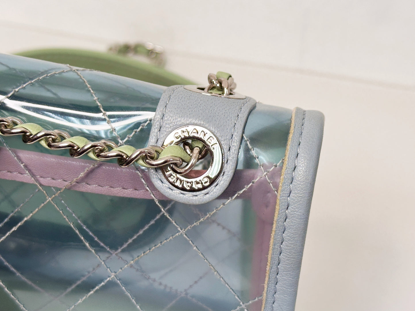 Chanel Coco Splash PVC Mini Flap Bag Blue/Pink/Green 2582 holo